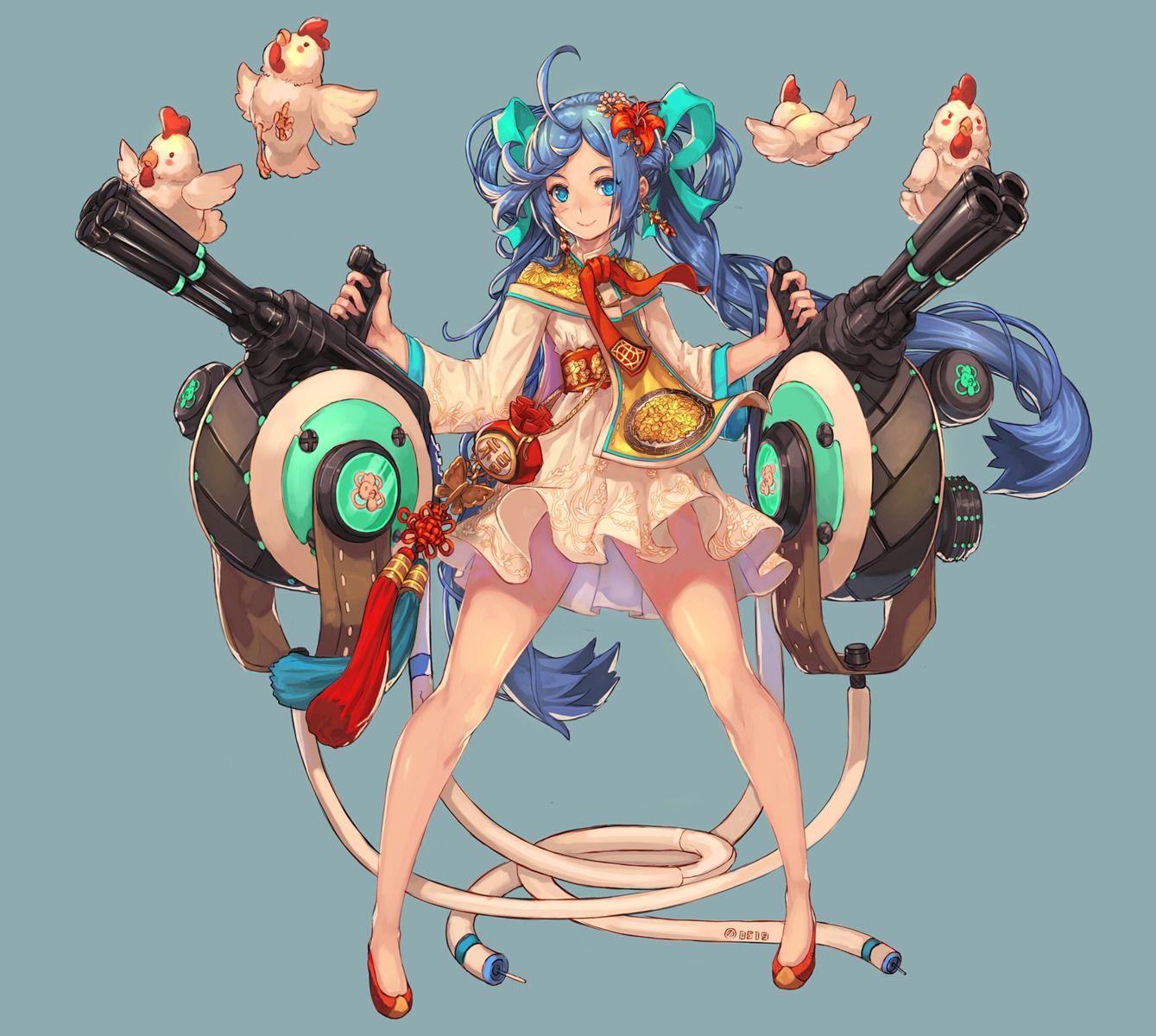 asian_clothes, destiny_child, gun, mars_(destiny_child), qbspdl, skirt_lift