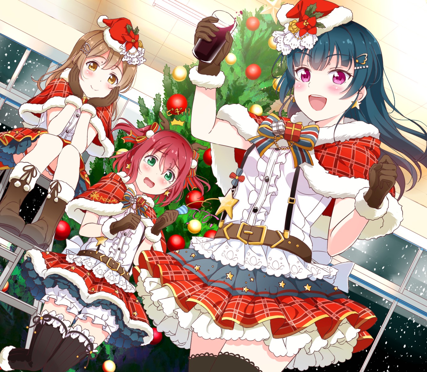 christmas, garter, kunikida_hanamaru, kurosawa_ruby, love_live!_(series), love_live!_sunshine!!, thighhighs, tipii