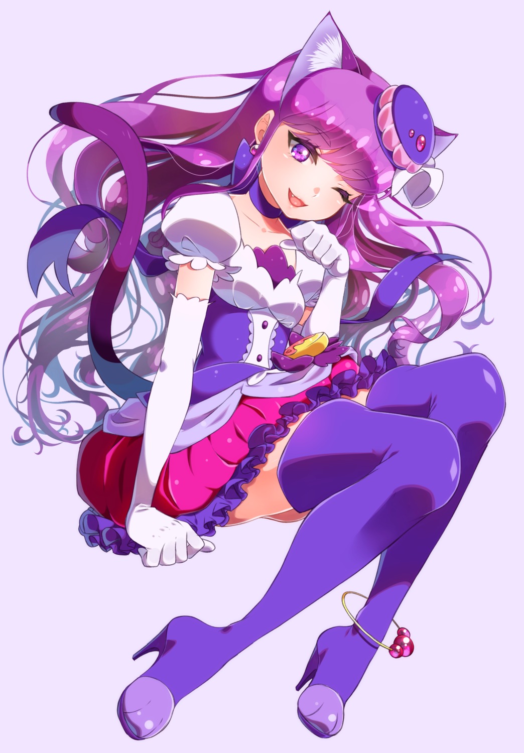 animal_ears, dress, heels, kirakira_precure_a_la_mode, kotozume_yukari, nekomimi, precure, tail