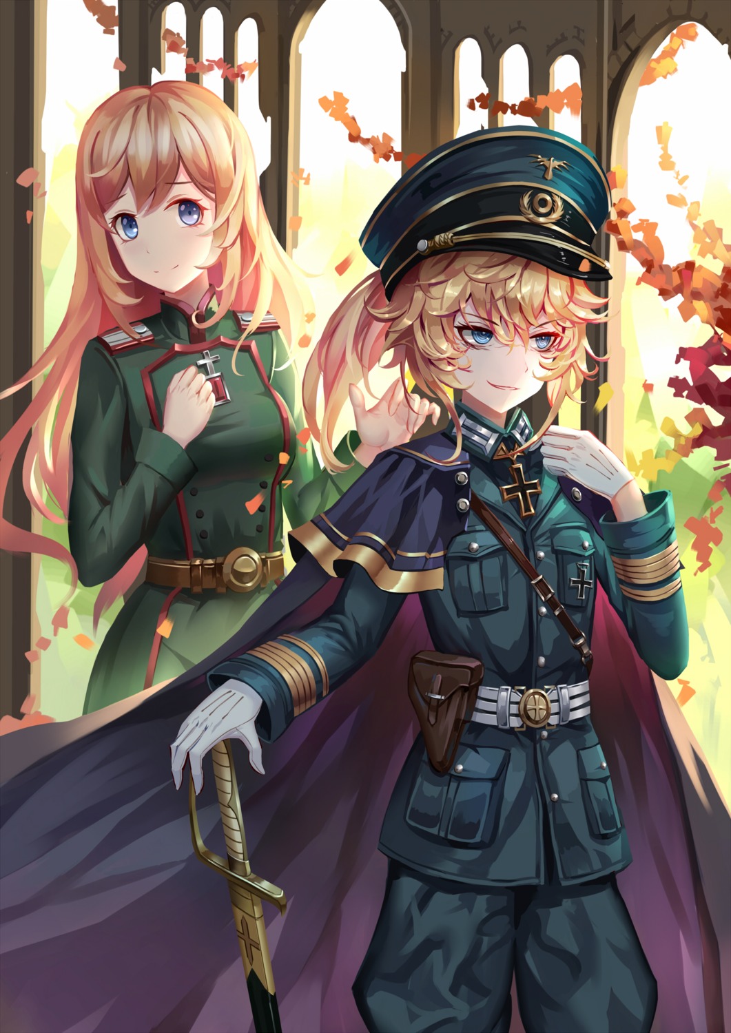 aaeru, sword, tanya_degurechaff, uniform, viktoriya_ivanovna_serebryakov, youjo_senki
