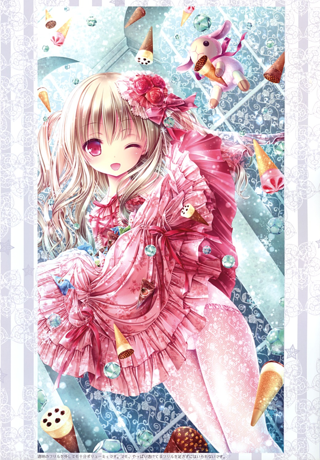 dress, fishnets, lolita_fashion, pantsu, pantyhose, rosa_(tinkle), see_through, skirt_lift, tinkerbell, tinkle