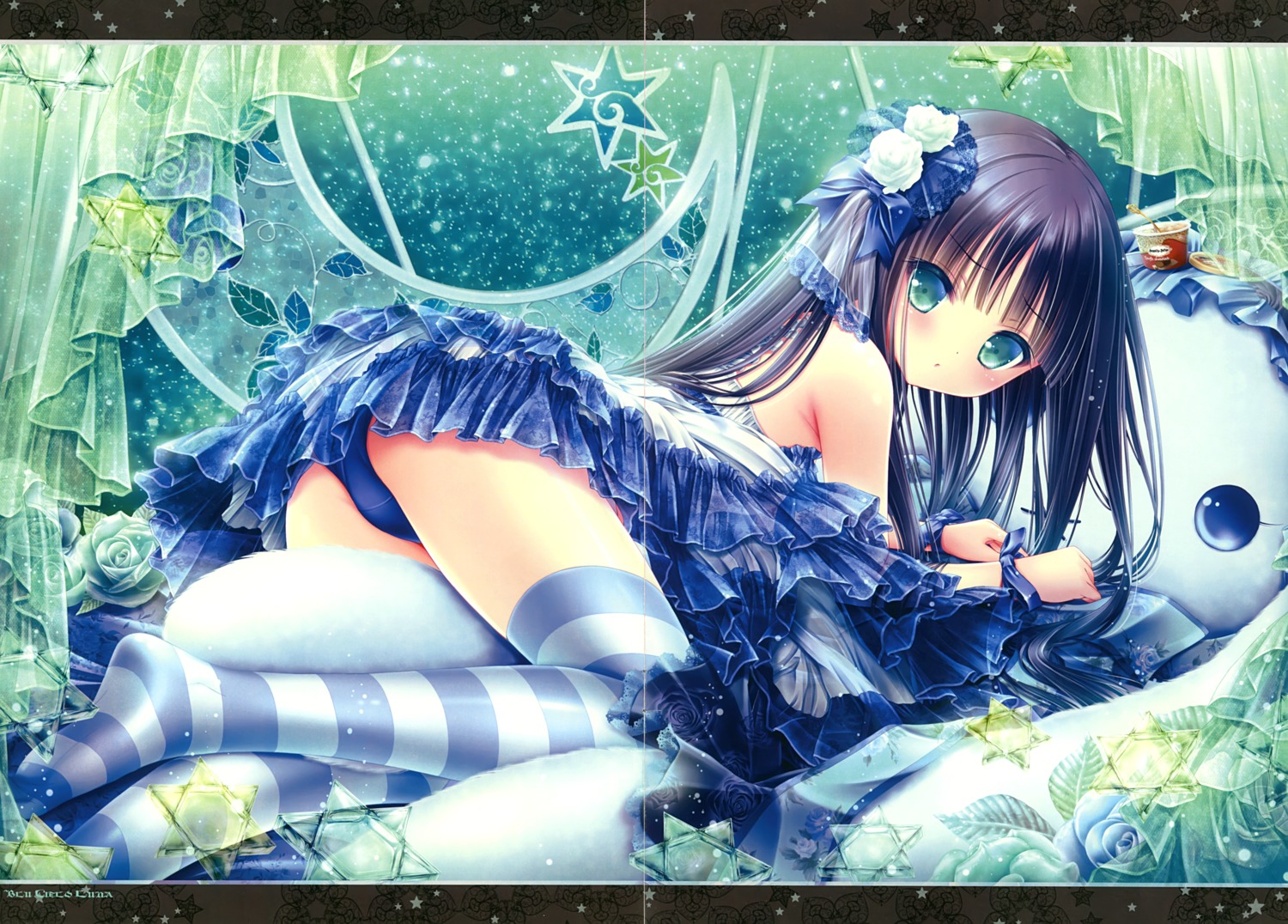 ass, blucielo, crease, dress, pantsu, see_through, thighhighs, tinkle