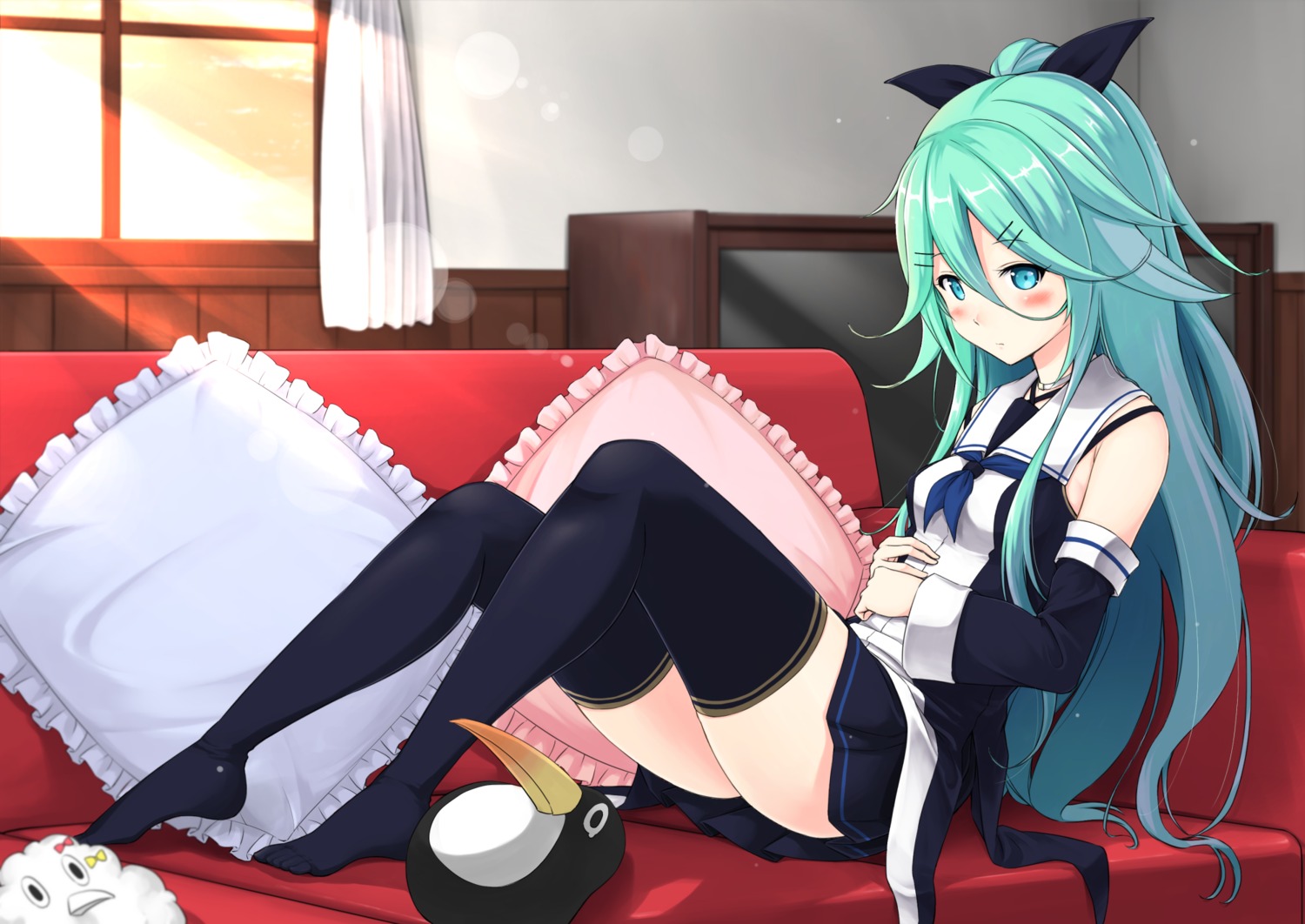 kantai_collection, seifuku, thighhighs, yamakaze_(kancolle), yuuki_kazuhito