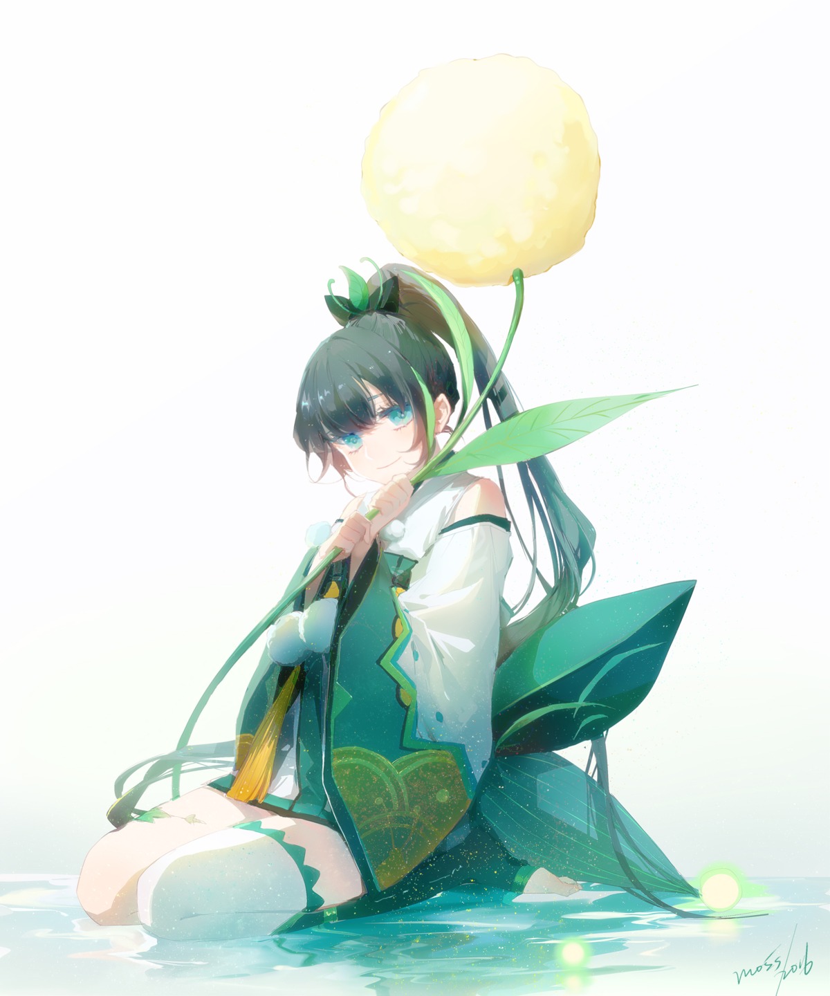 asian_clothes, autographed, hotarugusa_(onmyouji), moss_(2225028), onmyouji, thighhighs