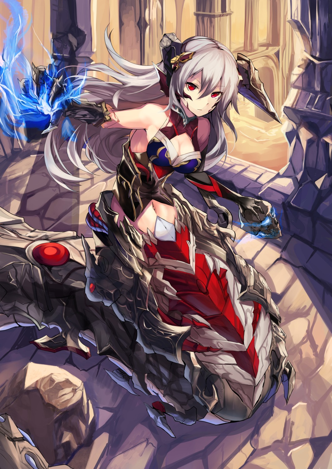armor, cleavage, haik, horns, monster_girl