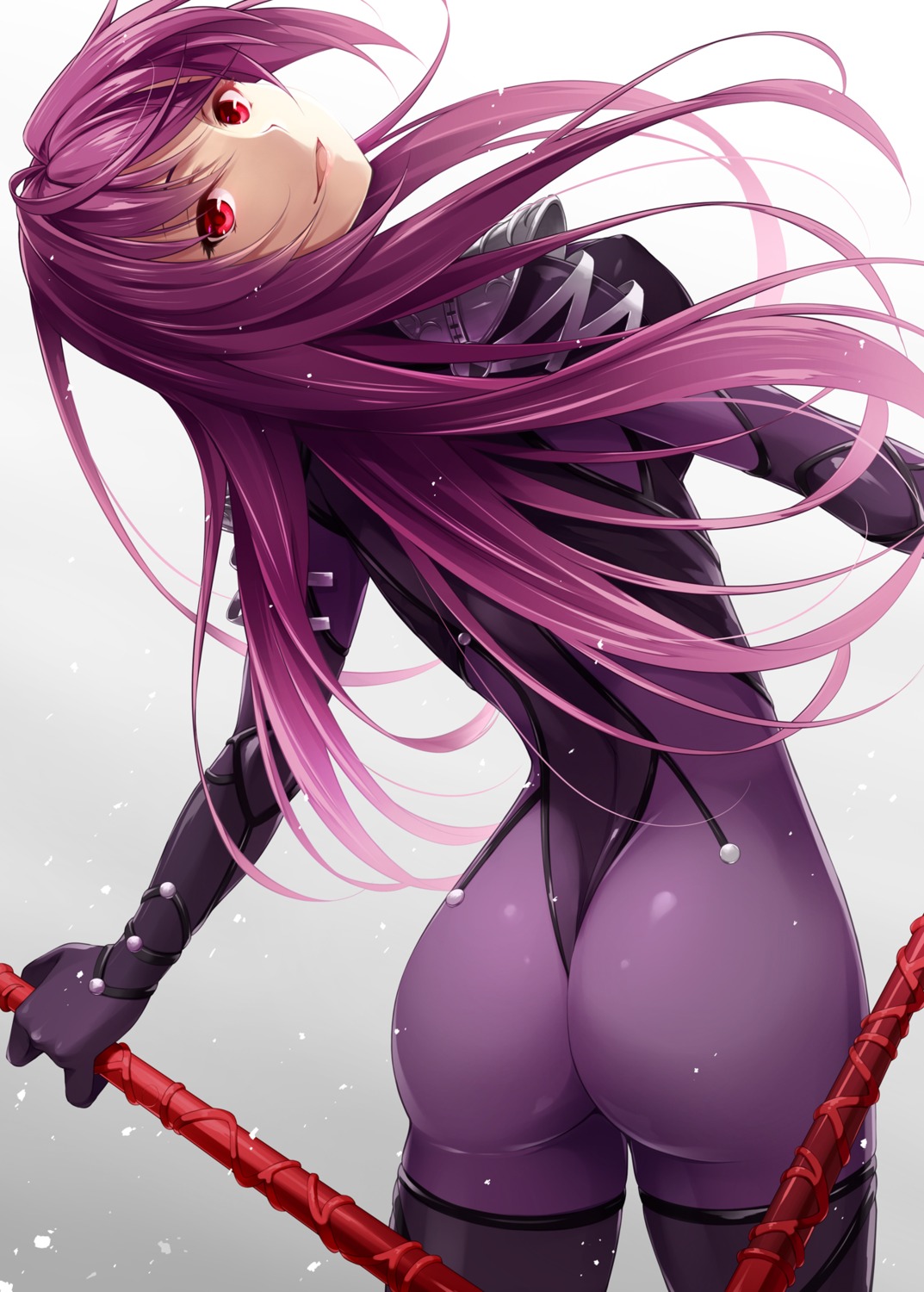 armor, ass, bodysuit, fate/grand_order, mukunokino_isshiki, scathach_(fate), weapon