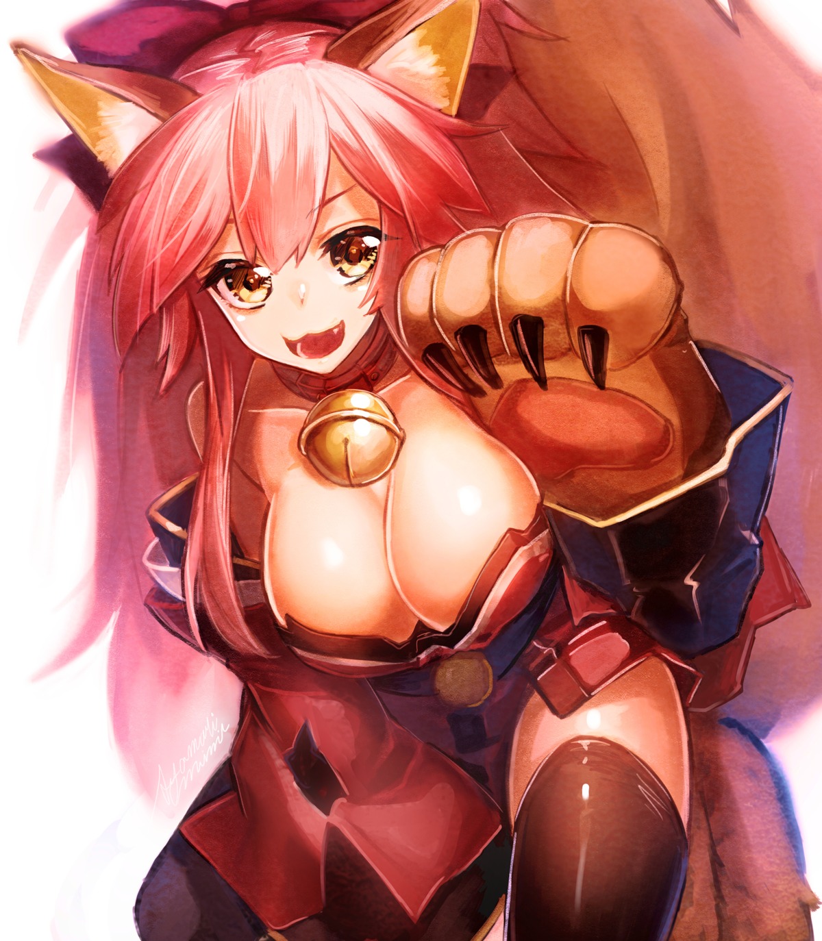 animal_ears, ayamori_mimi, cleavage, fate/grand_order, kitsune, tail, tamamo_cat, thighhighs