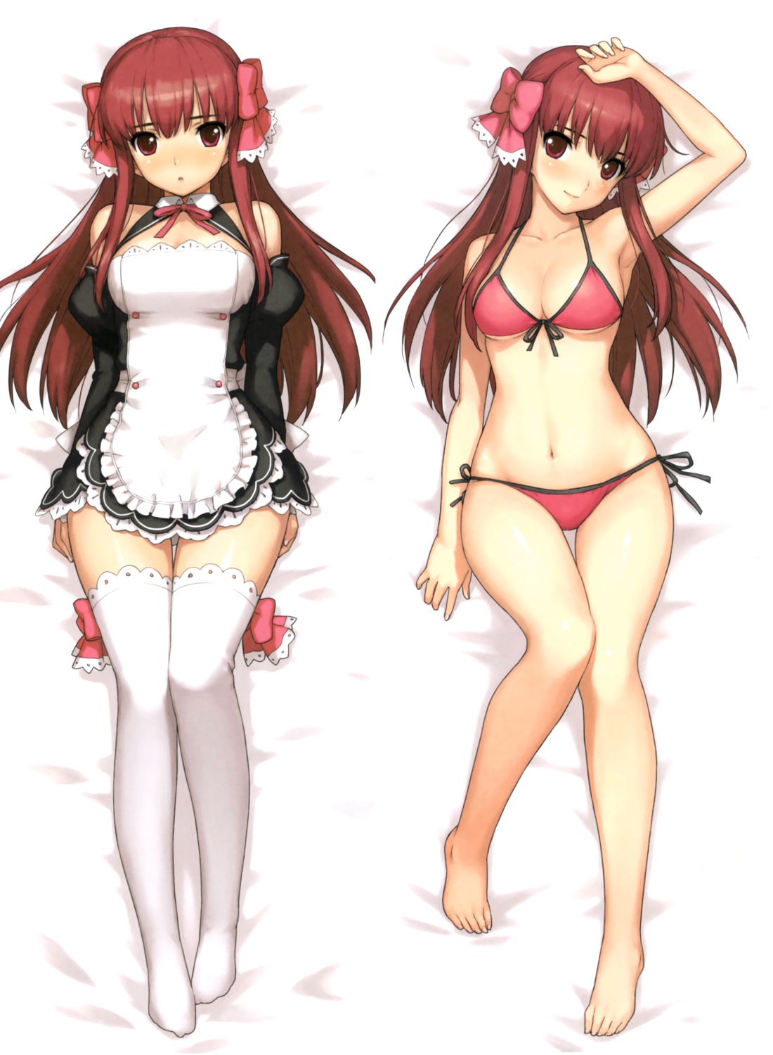 amane, bikini, cleavage, dakimakura, dream_c_club, maid, morisawa_haruyuki, swimsuits, thighhighs, underboob