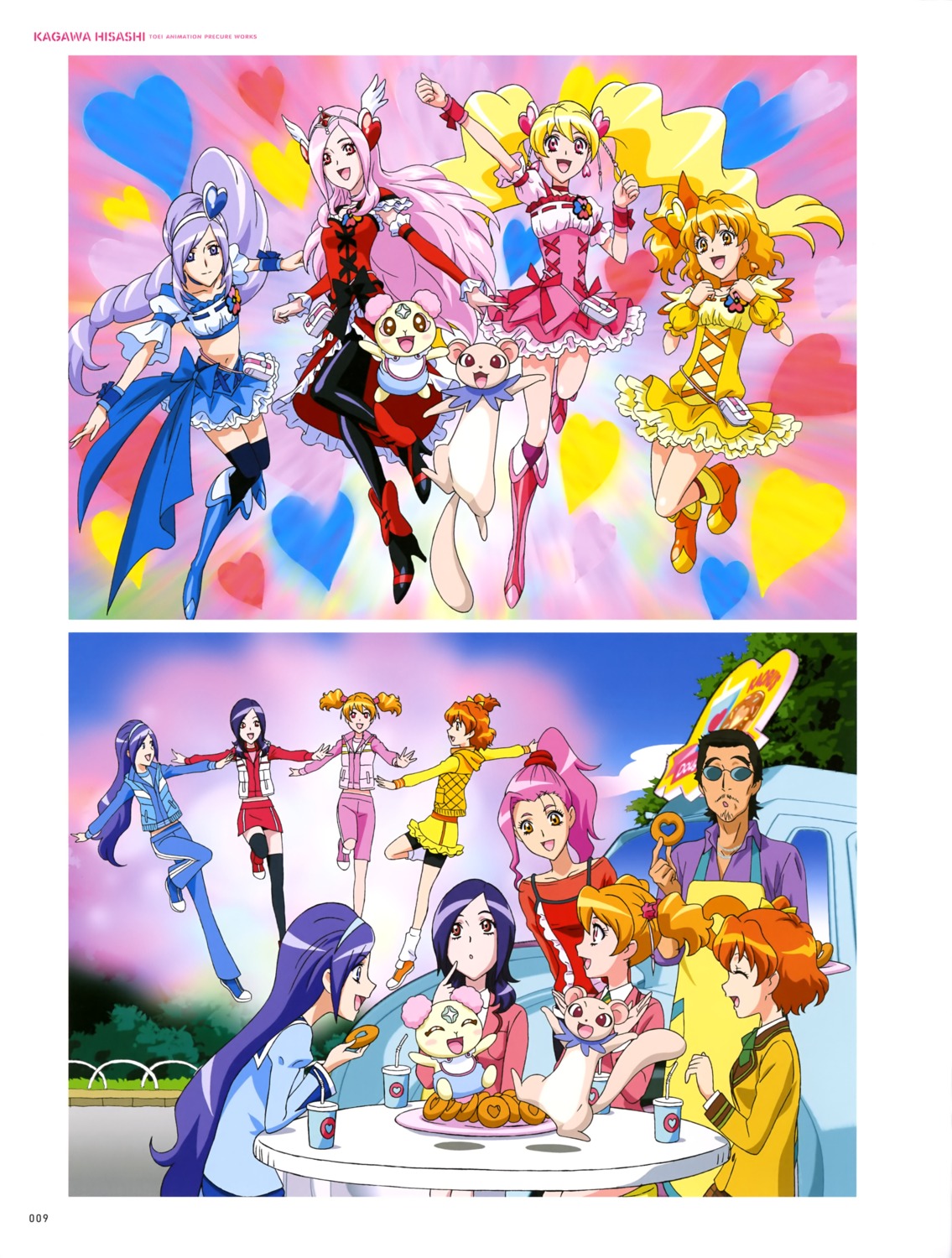 aono_miki, bike_shorts, chiffon_(precure), chinen_miyuki, dress, fresh_precure!, heels, higashi_setsuna