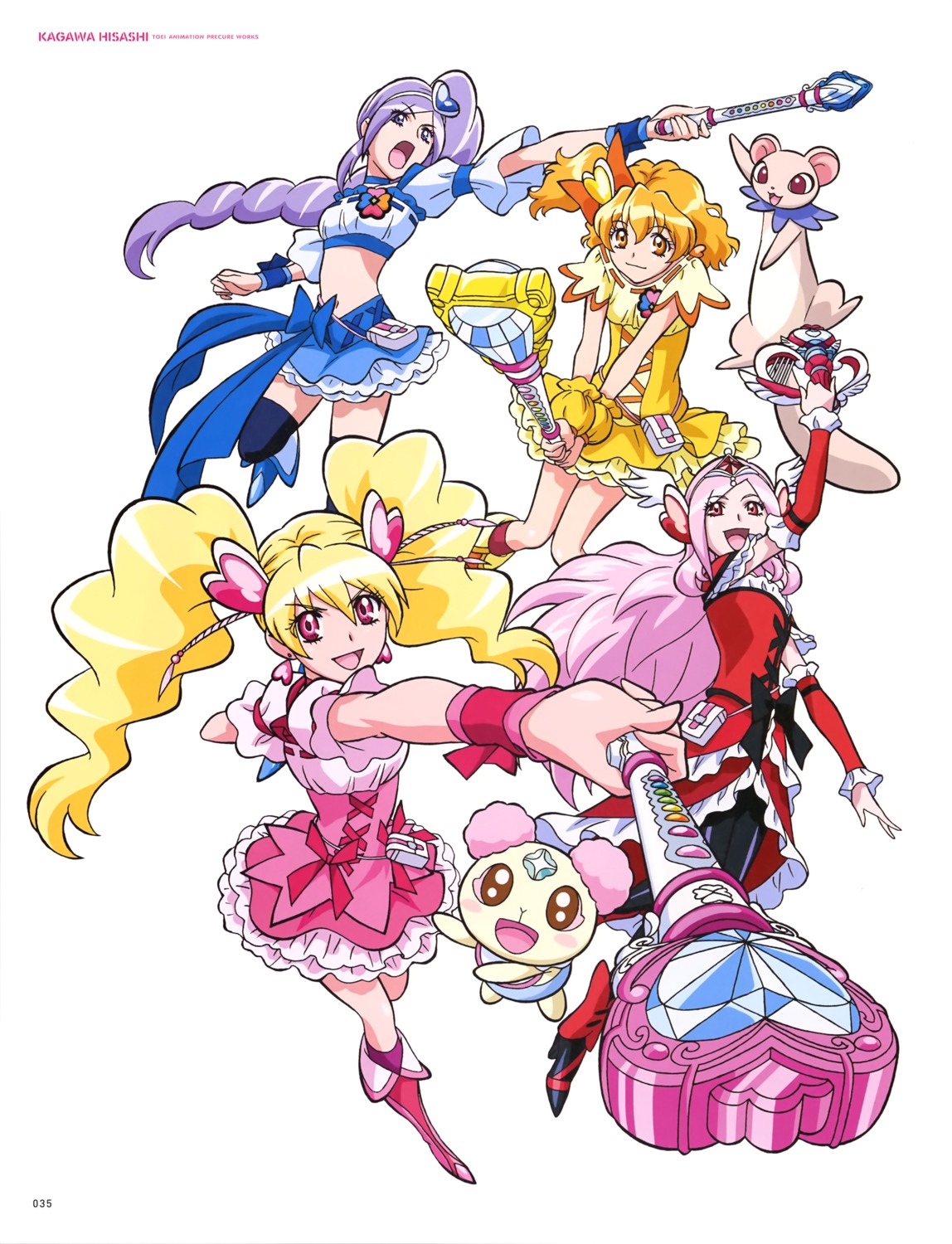 aono_miki, chiffon_(precure), dress, fresh_precure!, heels, higashi_setsuna, momozono_love, pantyhose