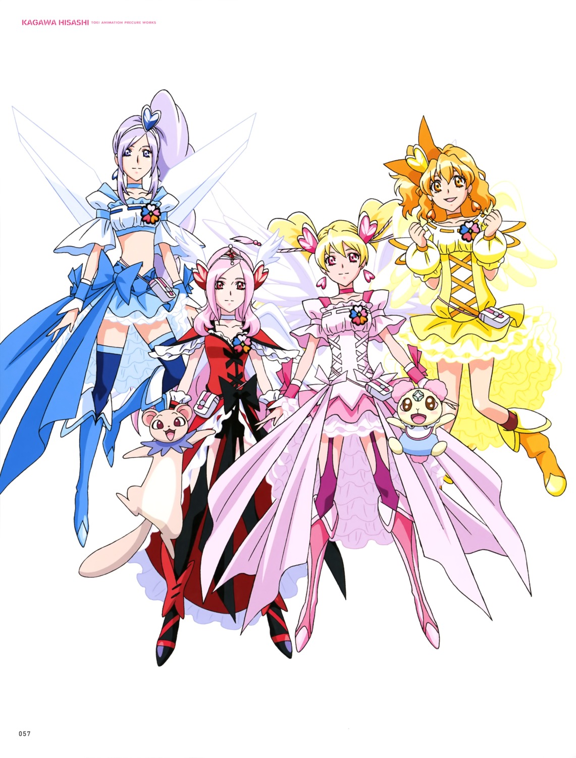 aono_miki, chiffon_(precure), dress, fresh_precure!, higashi_setsuna, momozono_love, precure, stockings
