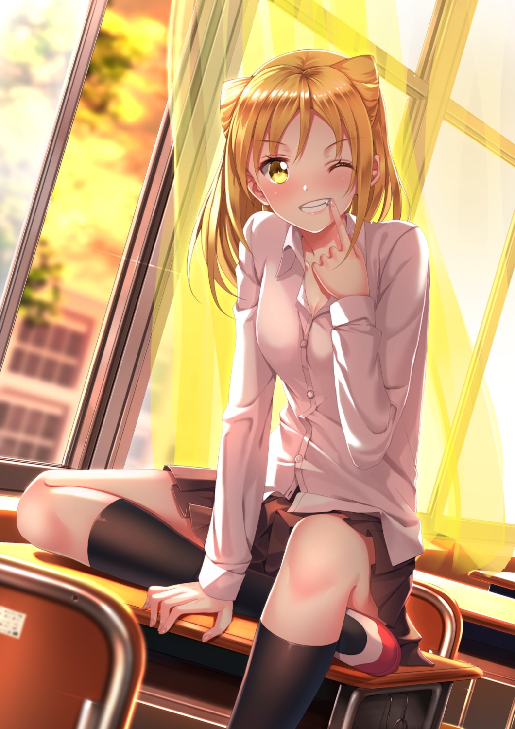 cleavage, demi-chan_wa_kataritai, seifuku, swordsouls, takanashi_hikari