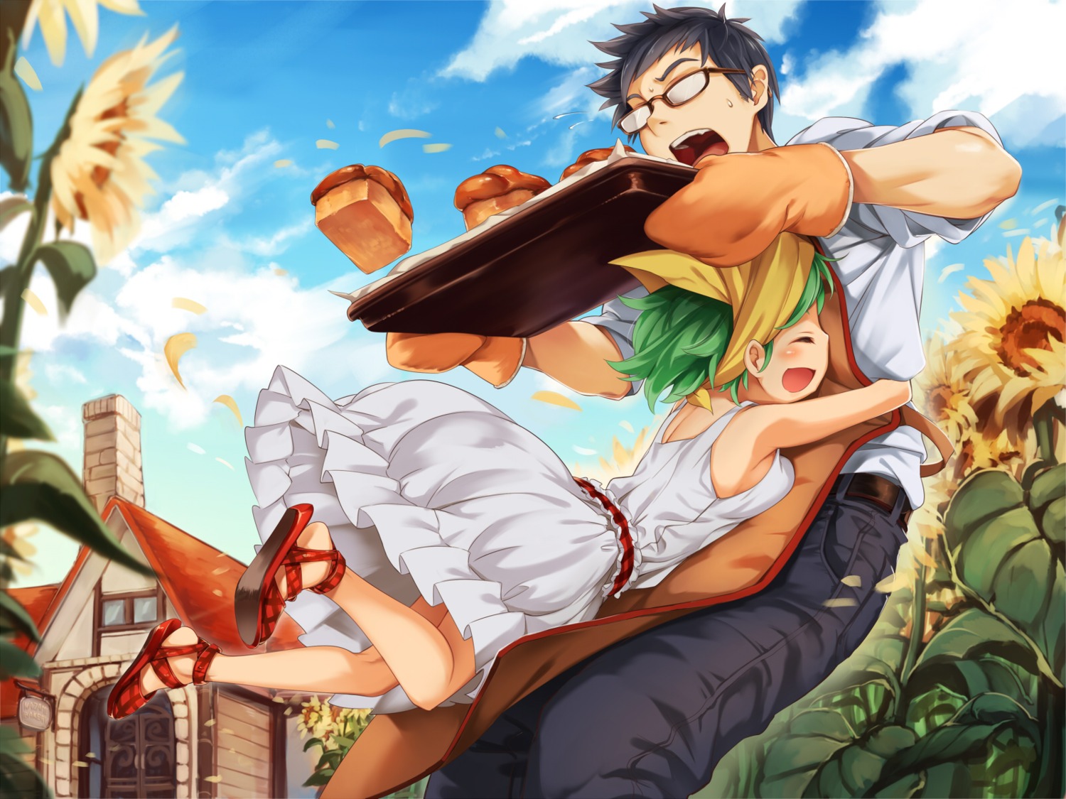 asu_tora, dress, kazami_yuuka, megane, summer_dress, touhou, wallpaper