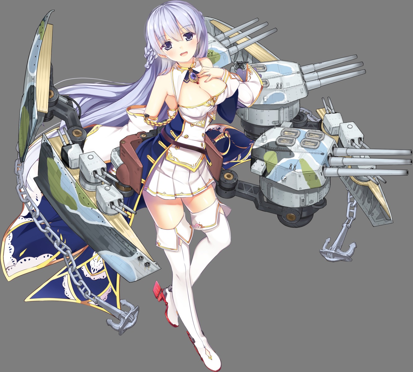azur_lane, cleavage, heels, meng_xiao_feng, rodney_(azur_lane), thighhighs, transparent_png, uniform