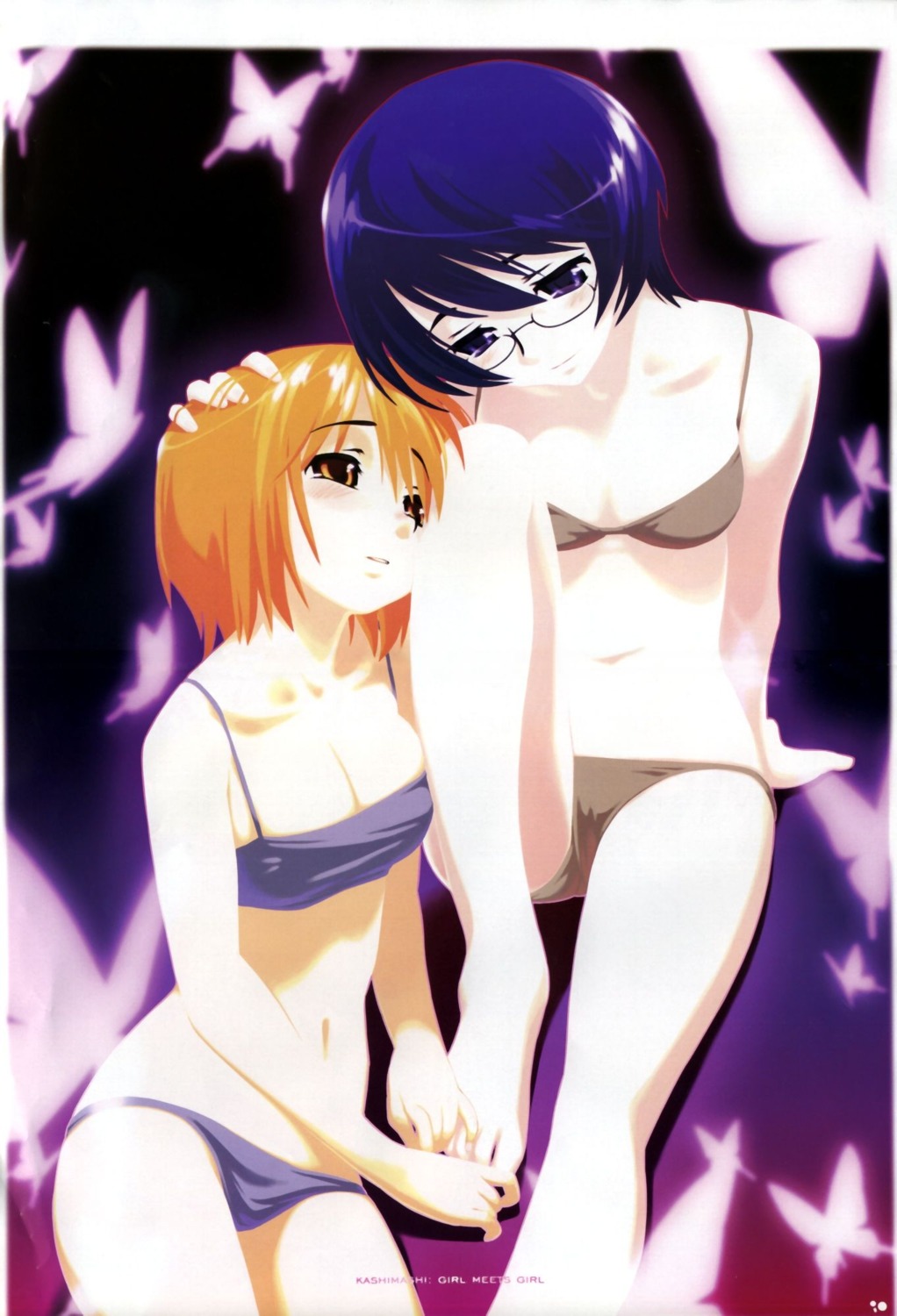bra, cleavage, kashimashi, mari_ayuki, megane, osaragi_hazumu, pantsu