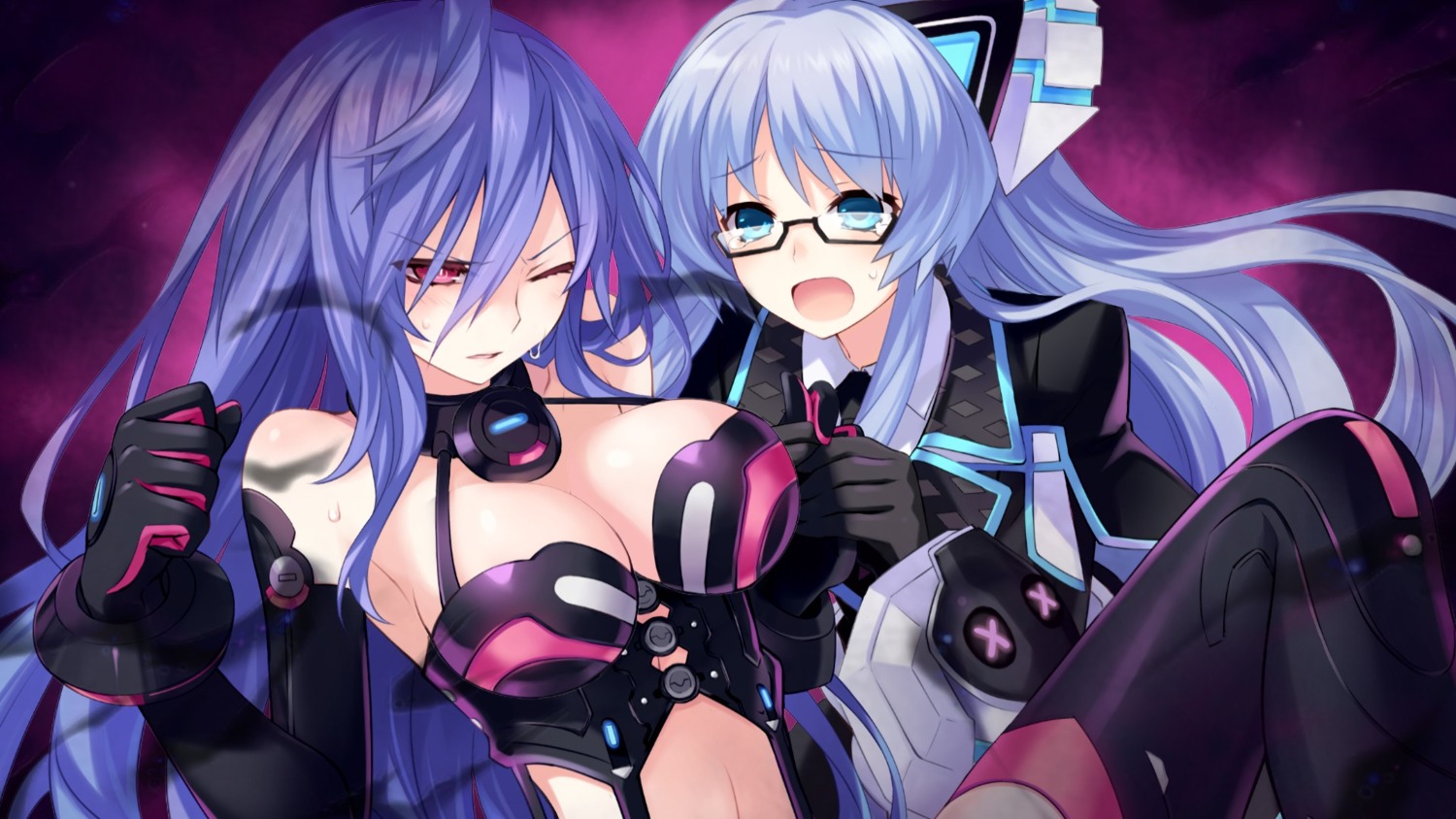 choujigen_game_neptune, cleavage, game_cg, iris_heart, kiseijou_rei, megane, tsunako