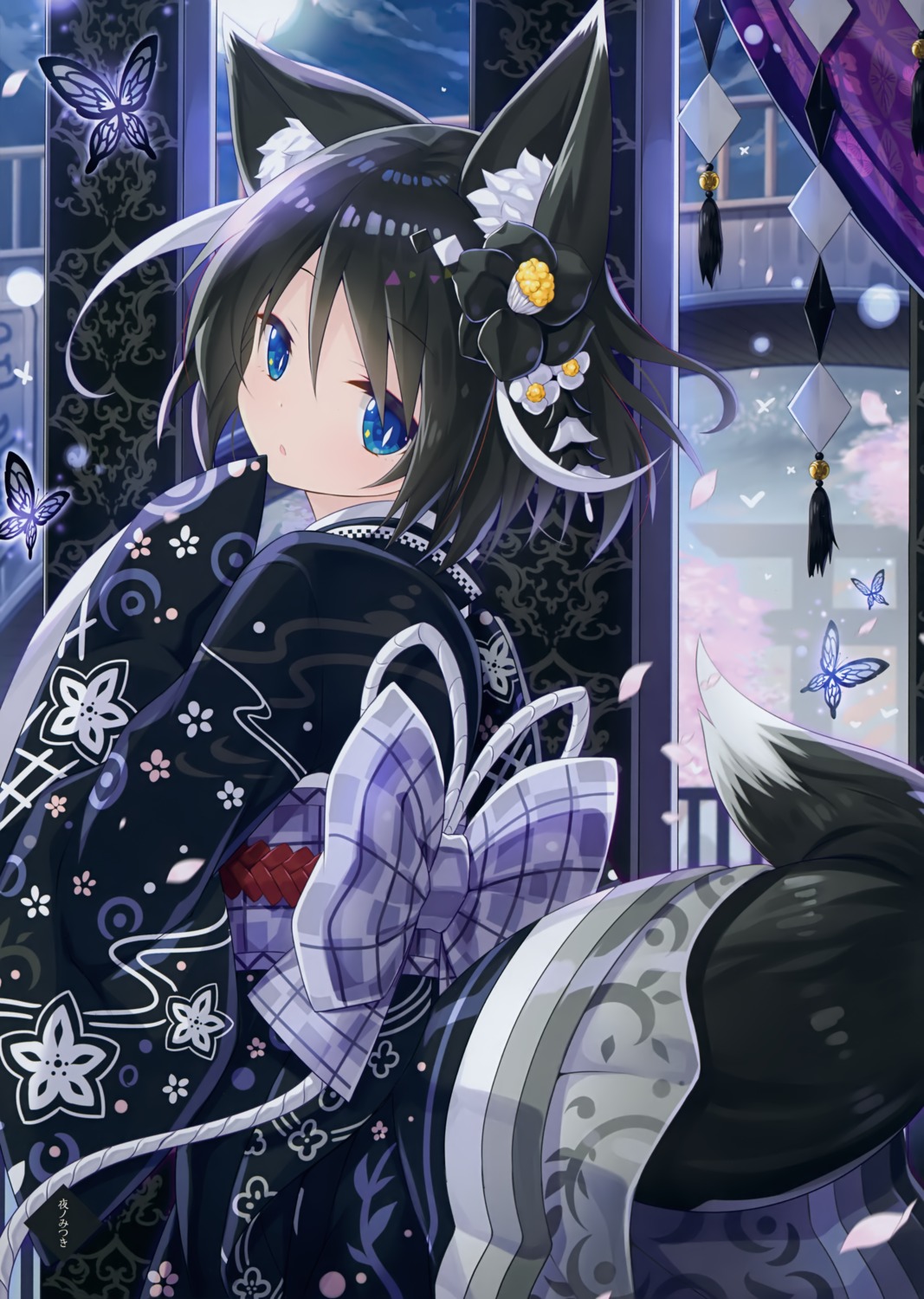 animal_ears, kimono, kitsune, tail, tsubaki_(yano_mitsuki), yano_mitsuki