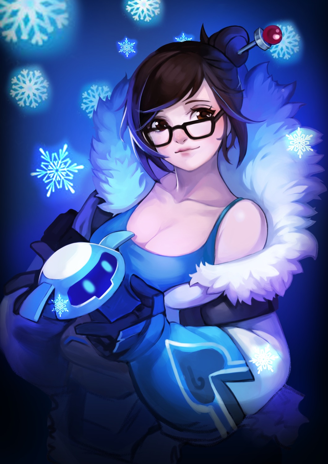 cleavage, megane, mei_(overwatch), overwatch, zzoggomini
