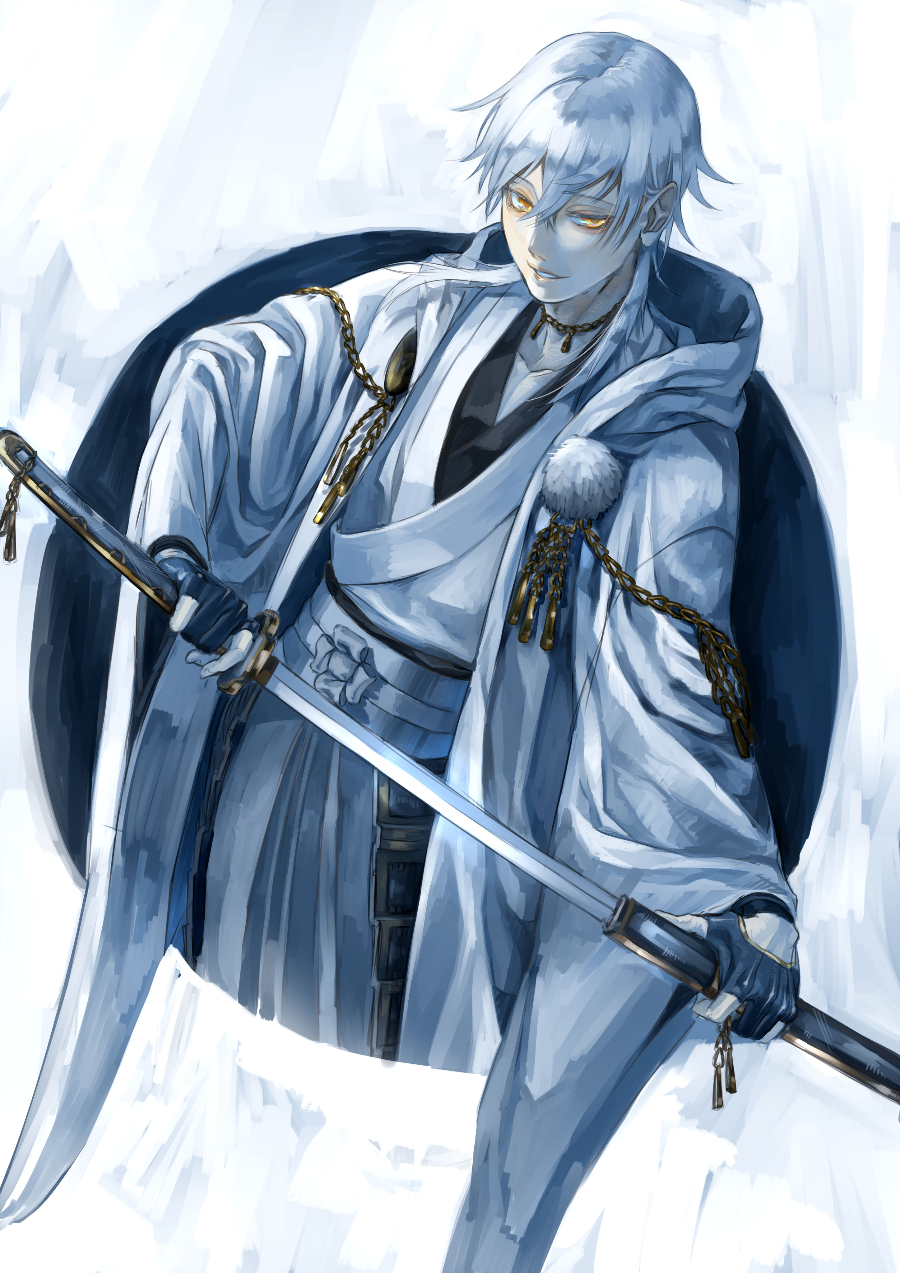 armor, japanese_clothes, kinoko1108, male, sword, touken_ranbu, tsurumaru_kuninaga