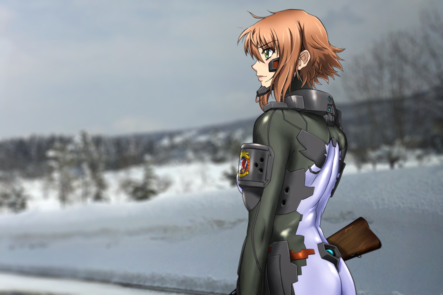 anett_hosenfeld, ass, bodysuit, genya_(genya67), gun, muv-luv, muv-luv_alternative, schwarzesmarken