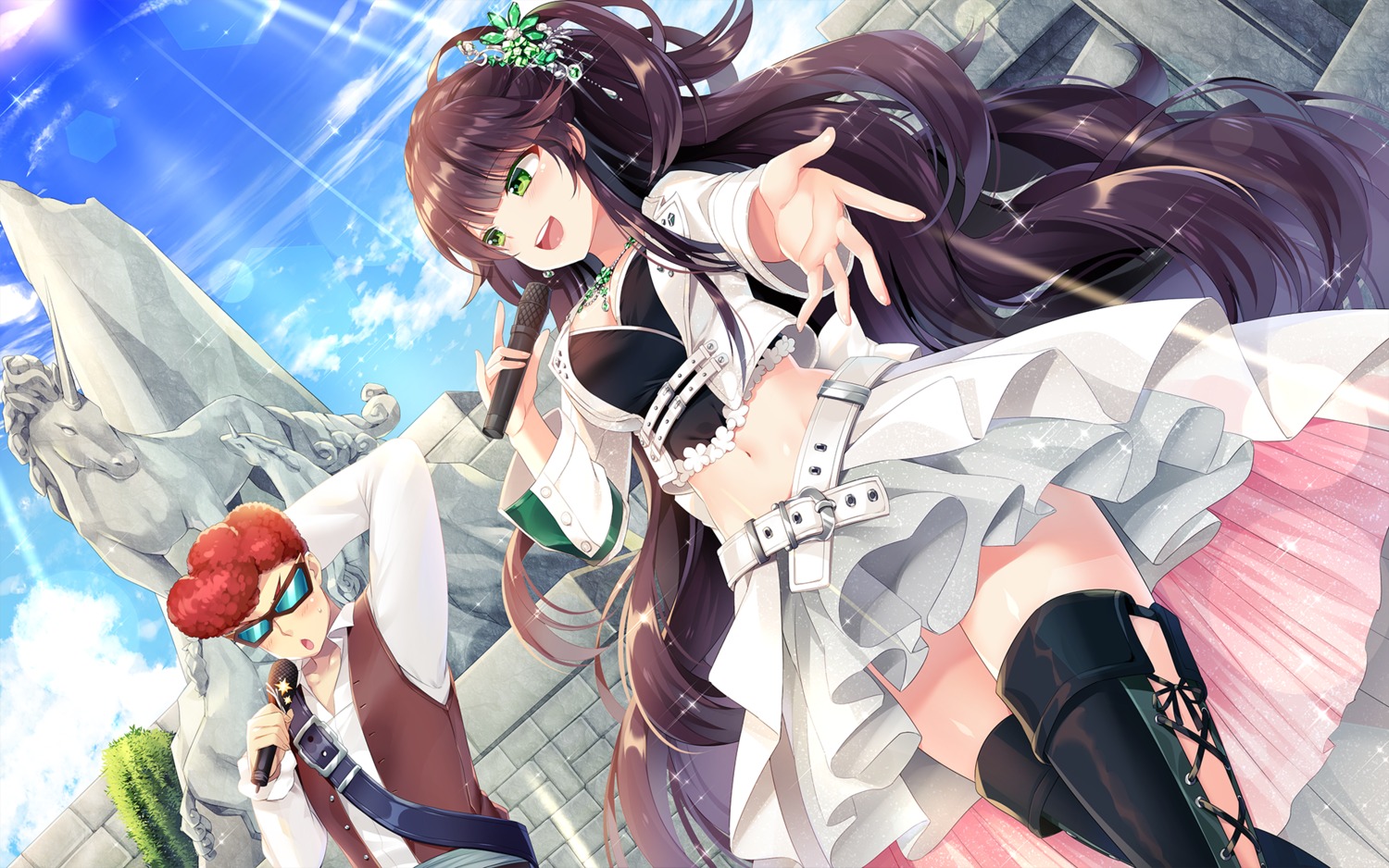 cleavage, m.vv, mabinogi, megane, thighhighs