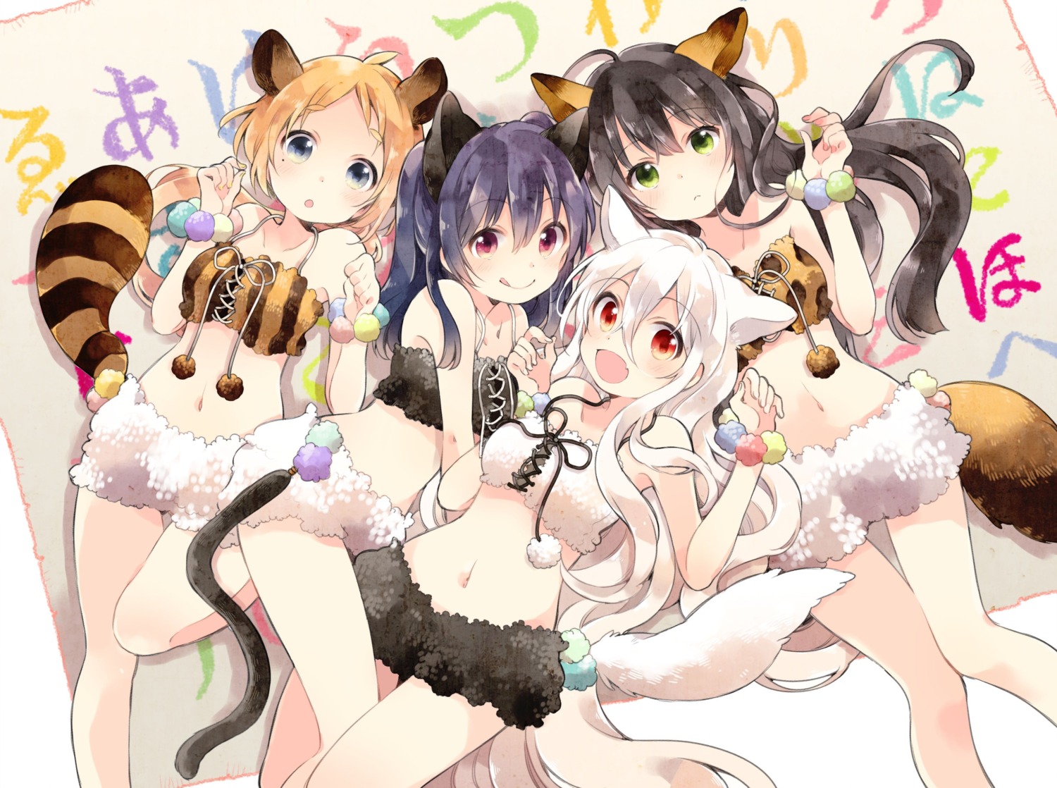 animal_ears, chiya_(urara_meirochou), harikamo, natsume_nono, tail, tatsumi_kon, urara_meirochou, yukimi_koume