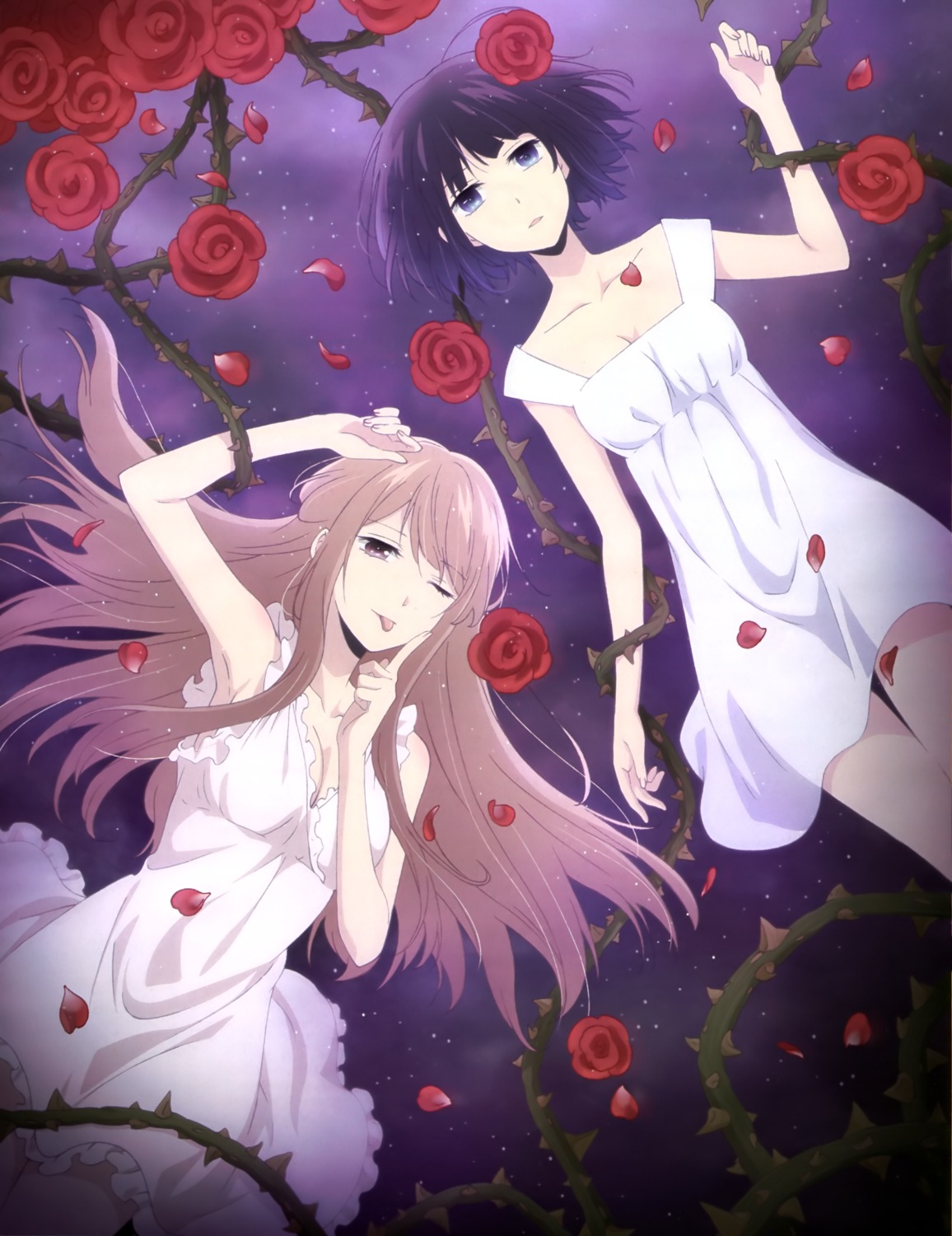 cleavage, dress, kuzu_no_honkai, minagawa_akane, summer_dress, yasuraoka_hanabi