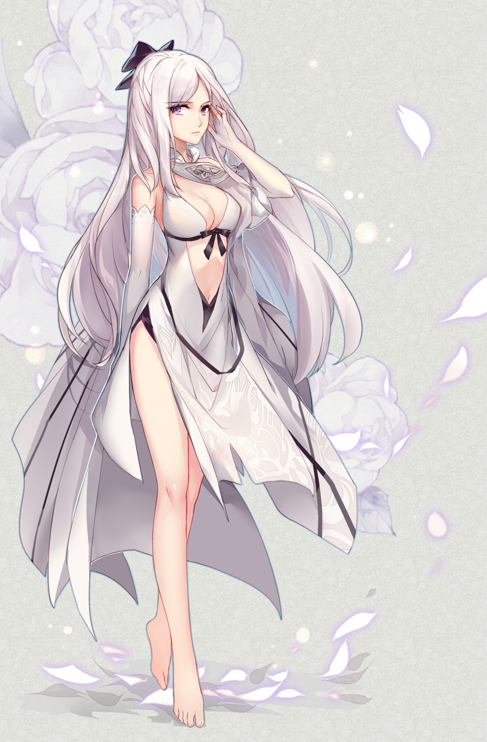 cleavage, drakengard, dress, feet, gekka_nanako, no_bra, zero_(drakengard)