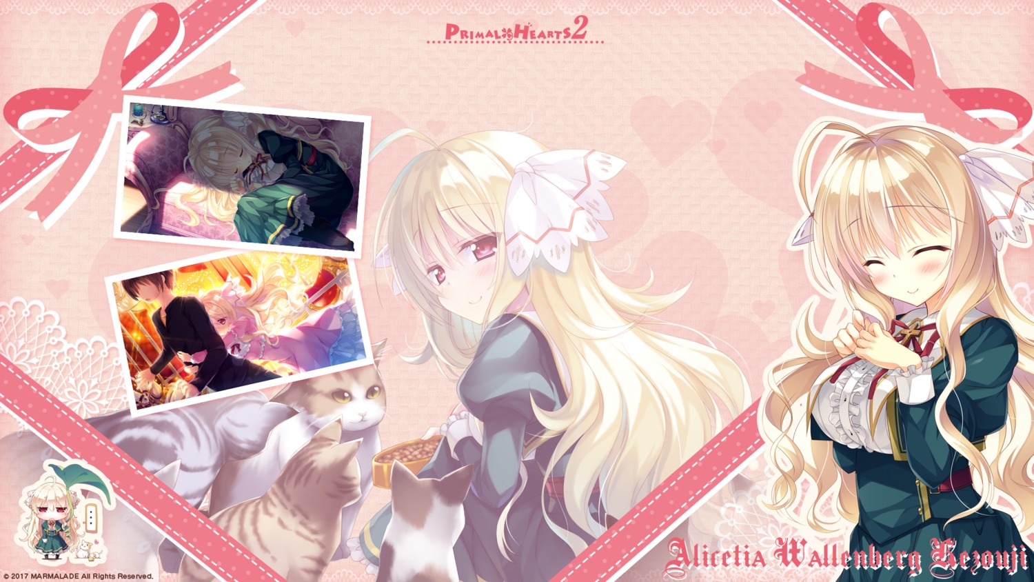 alicetia_wallenberg_kezouji, chibi, dress, marmalade, neko, primal_x_hearts_2, sasorigatame, seifuku
