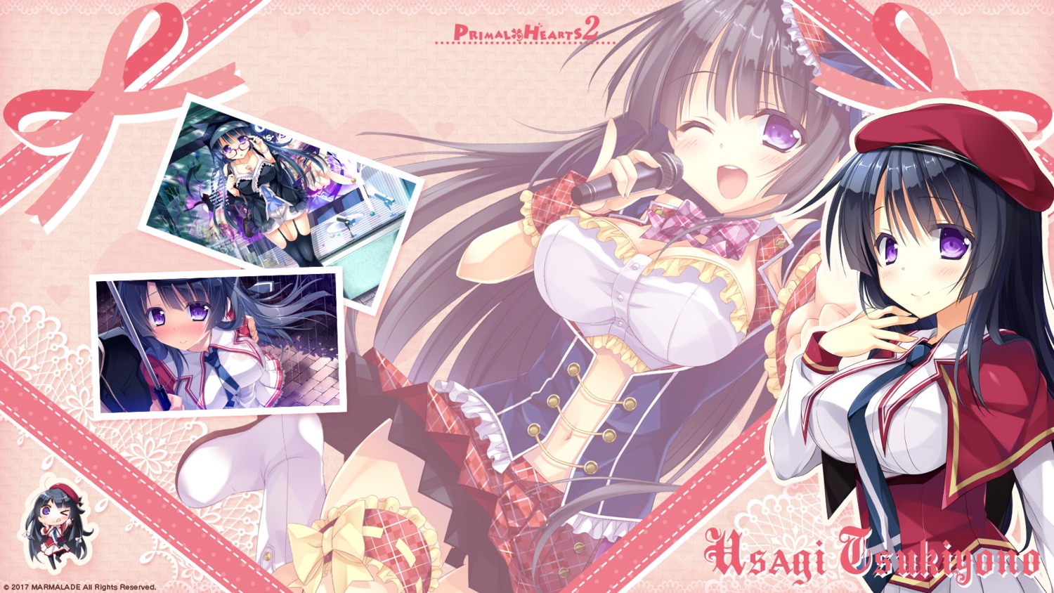 chibi, cleavage, garter, marmalade, megane, primal_x_hearts_2, sasorigatame, seifuku