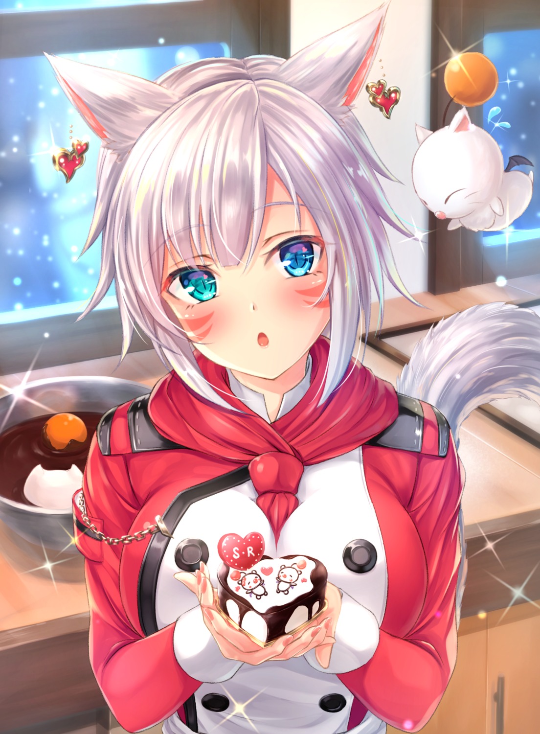 animal_ears, final_fantasy, miqo'te, mutsuba_fumi, nekomimi, tail, valentine