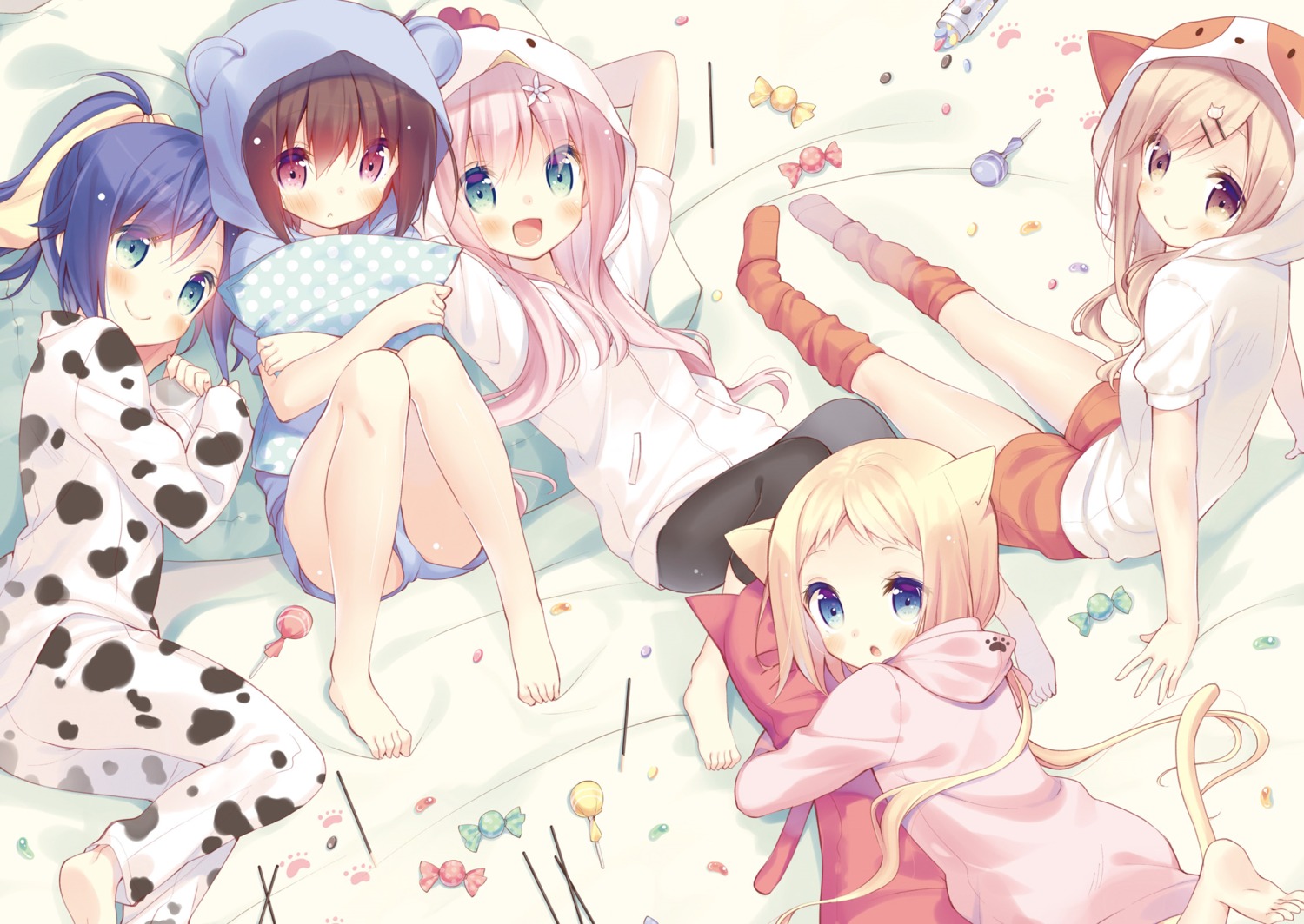 animal_ears, digital_version, feet, nekomimi, pajama, tail, yuizaki_kazuya