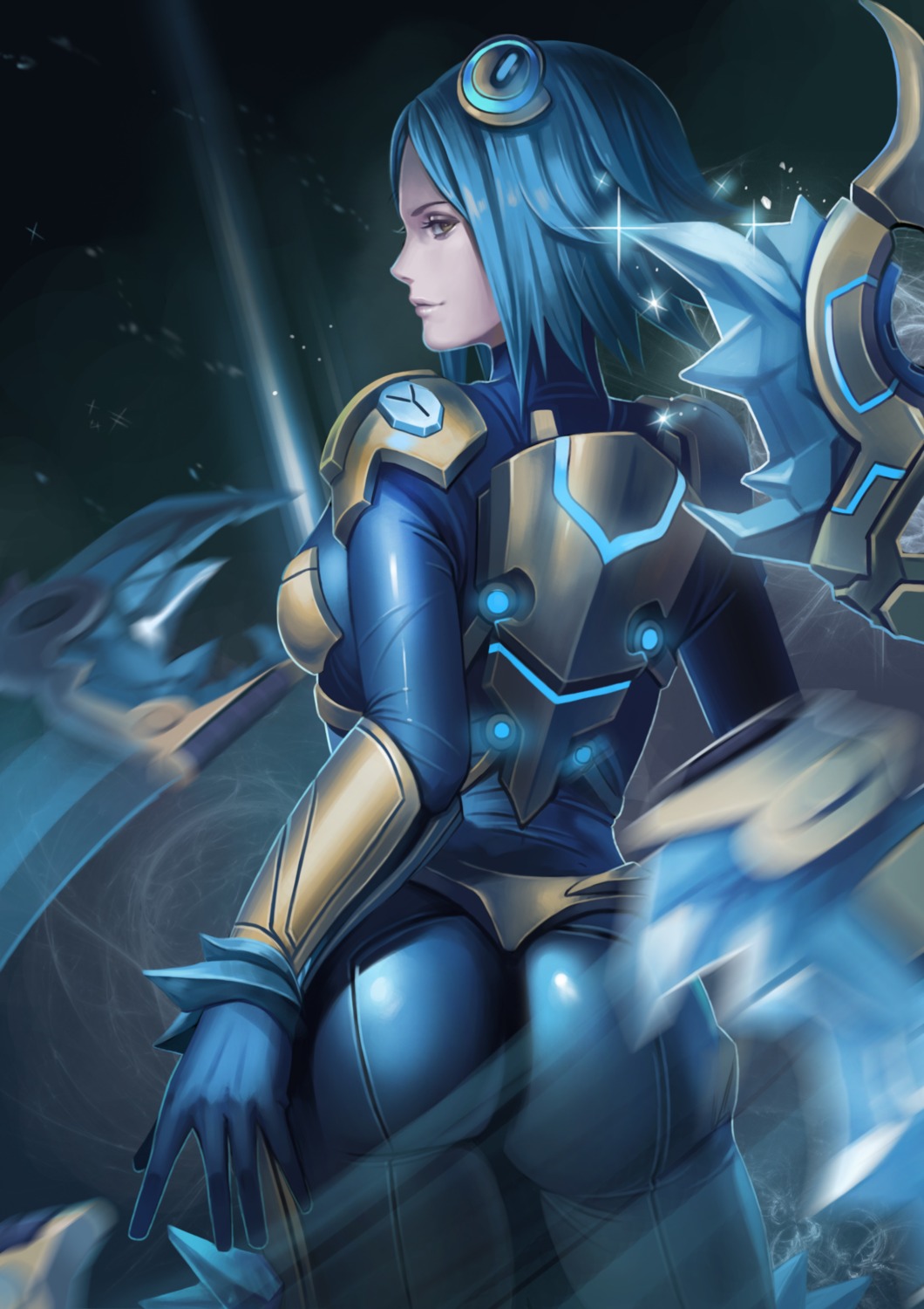 ass, bodysuit, dantewontdie, irelia, league_of_legends, weapon