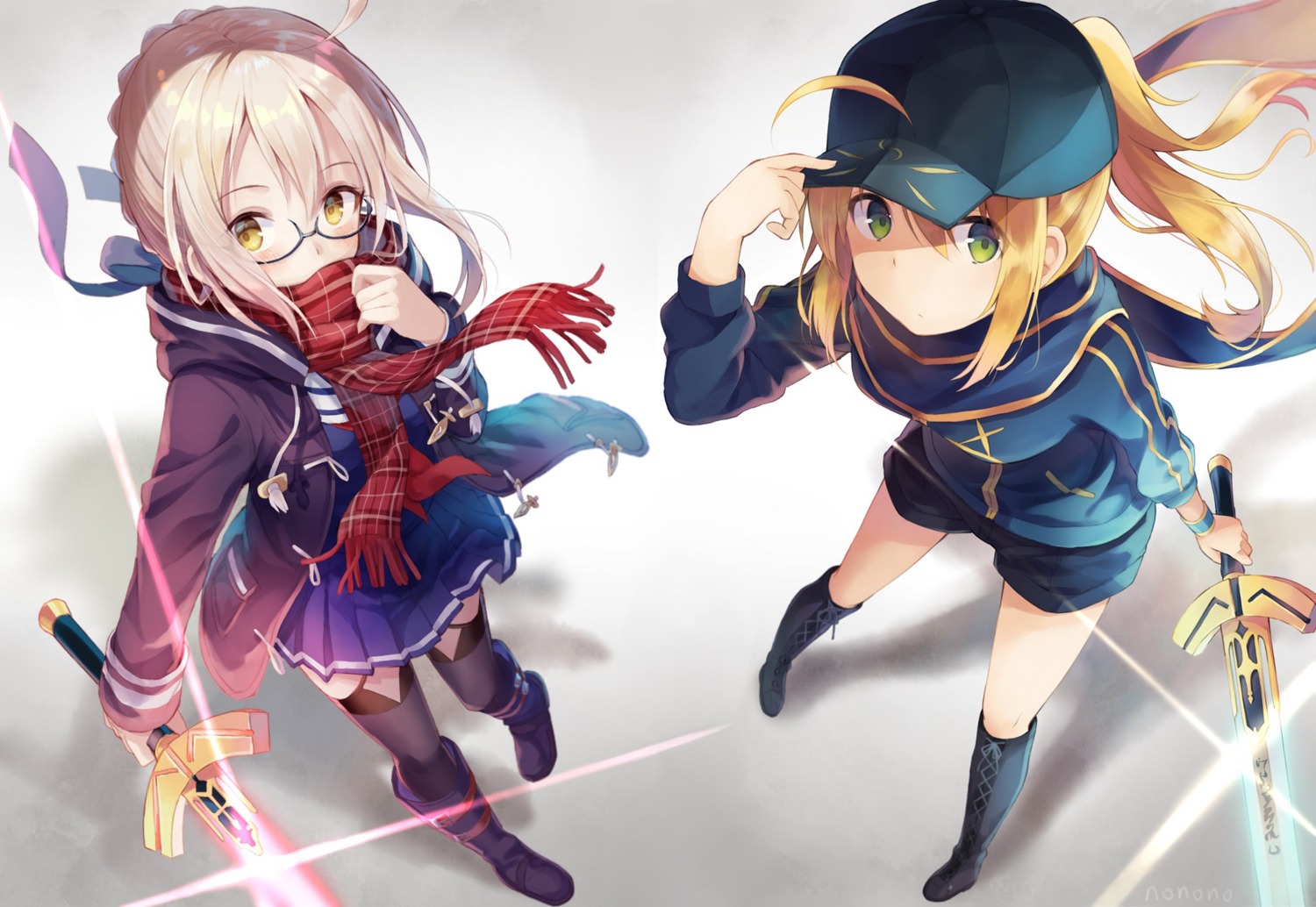 fate/grand_order, heroine_x, heroine_x_alter, megane, nonono, seifuku, stockings, sword, thighhighs