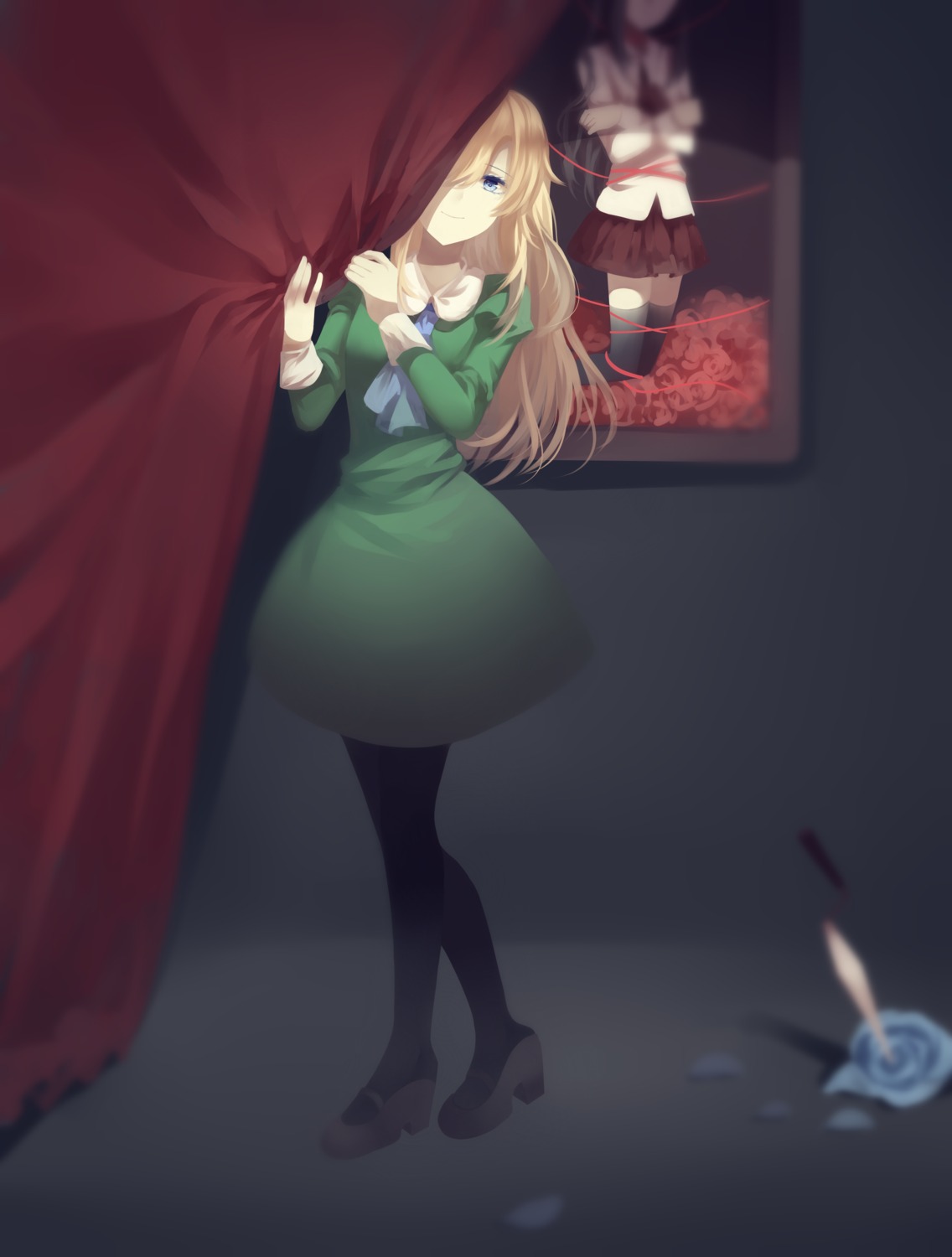 dress, heels, ib, mary_(ib), momoye, pantyhose, thighhighs