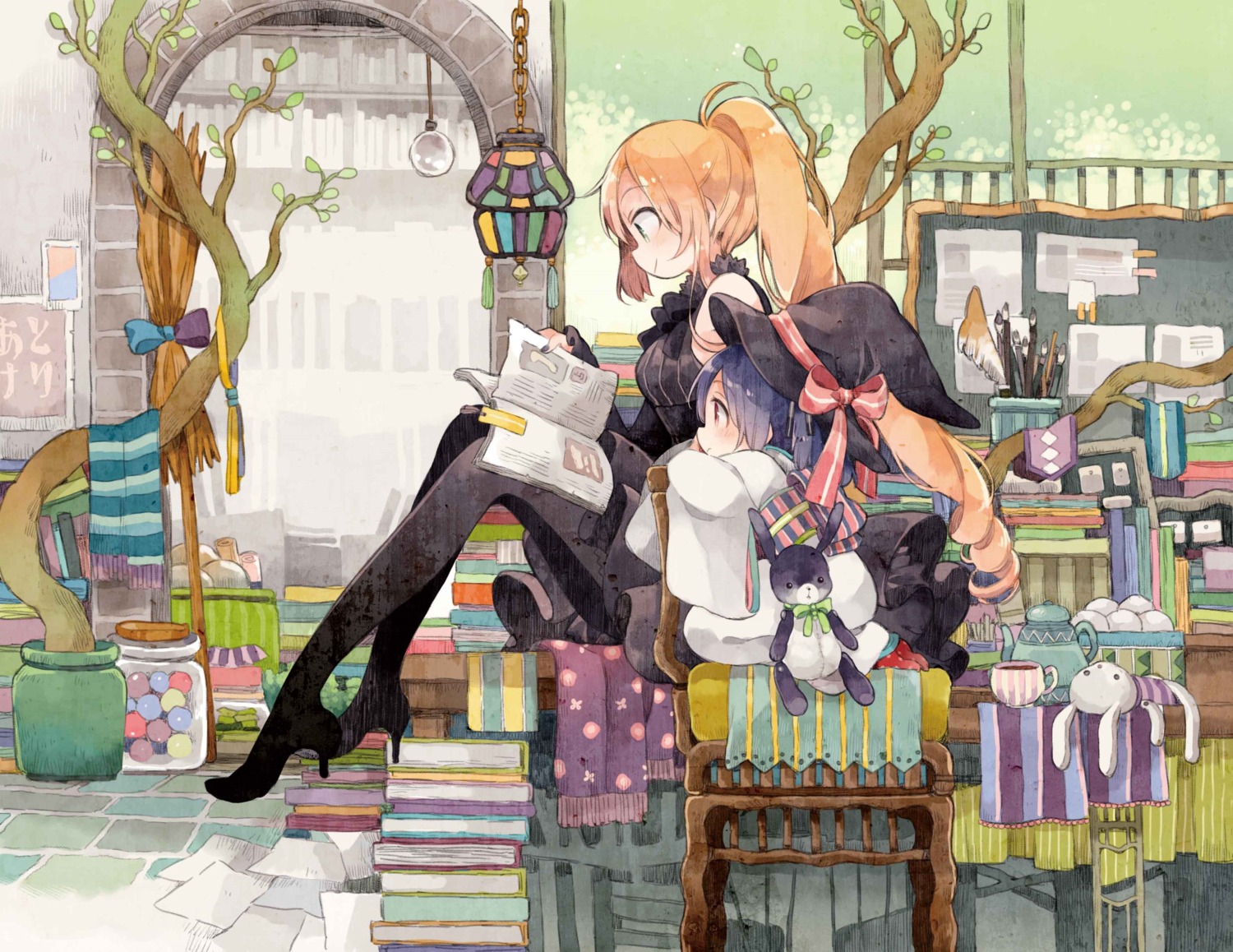 harikamo, heels, pantyhose, urara_meirochou, witch, yukata, yukimi_koume