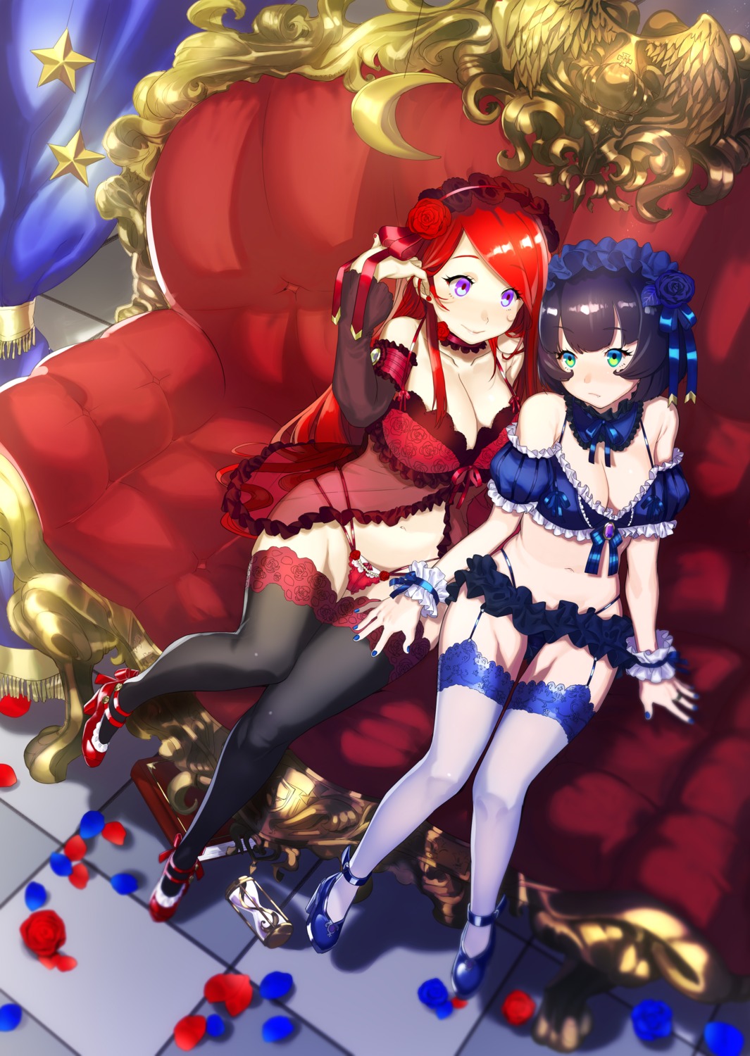 amaneku, cleavage, heels, lingerie, pantsu, see_through, stockings, thighhighs