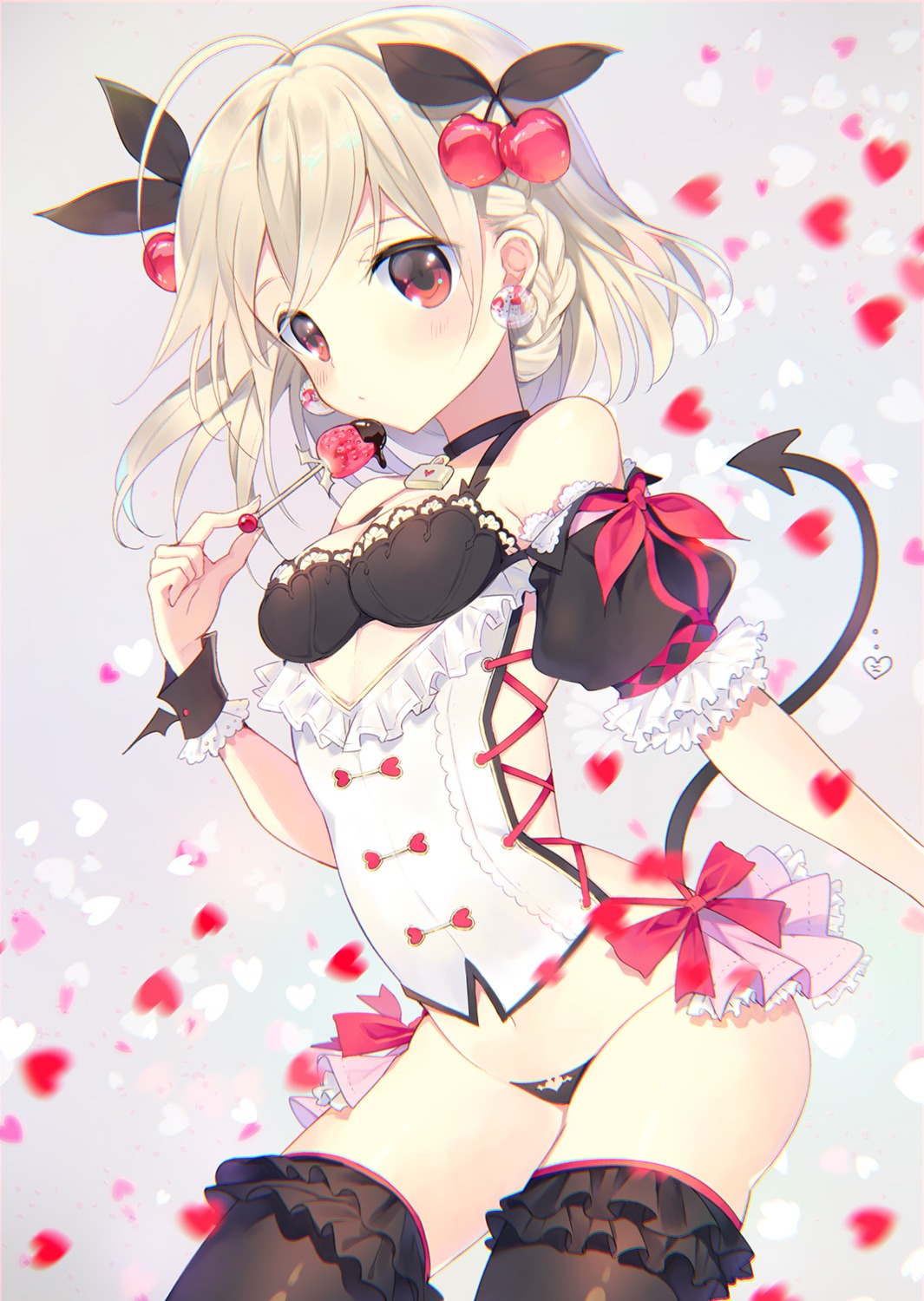 bra, cleavage, pantsu, rugo, tail, thighhighs