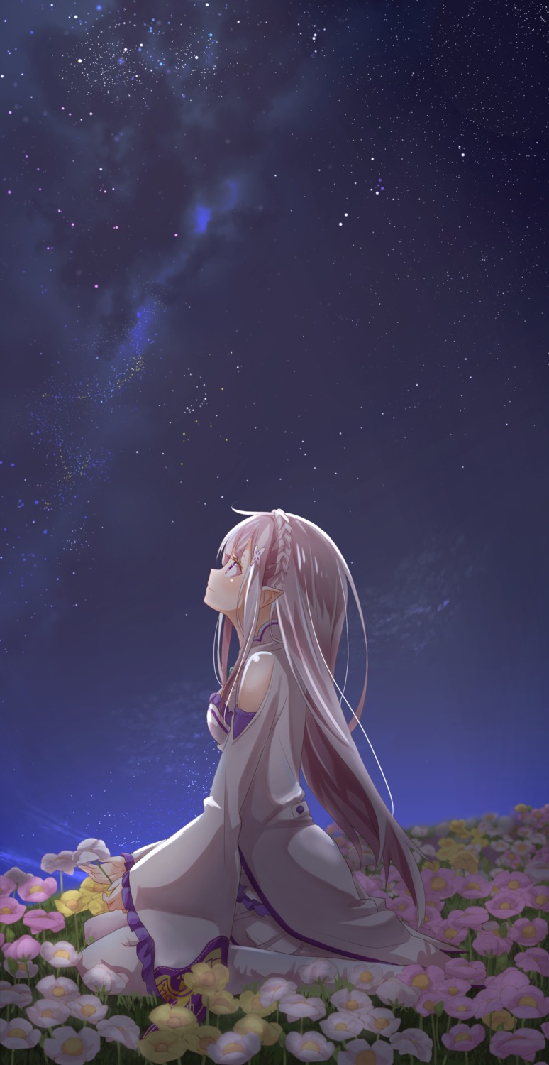 elf, emilia_(re_zero), landscape, pointy_ears, re:zero_kara_hajimeru_isekai_seikatsu, yuzouni