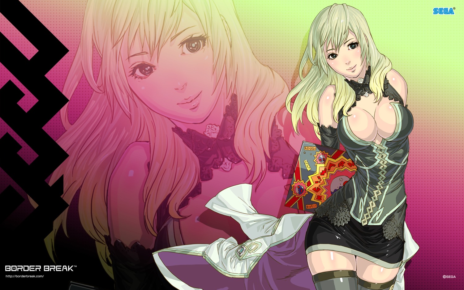 border_break, no_bra, tagme, thighhighs, wallpaper