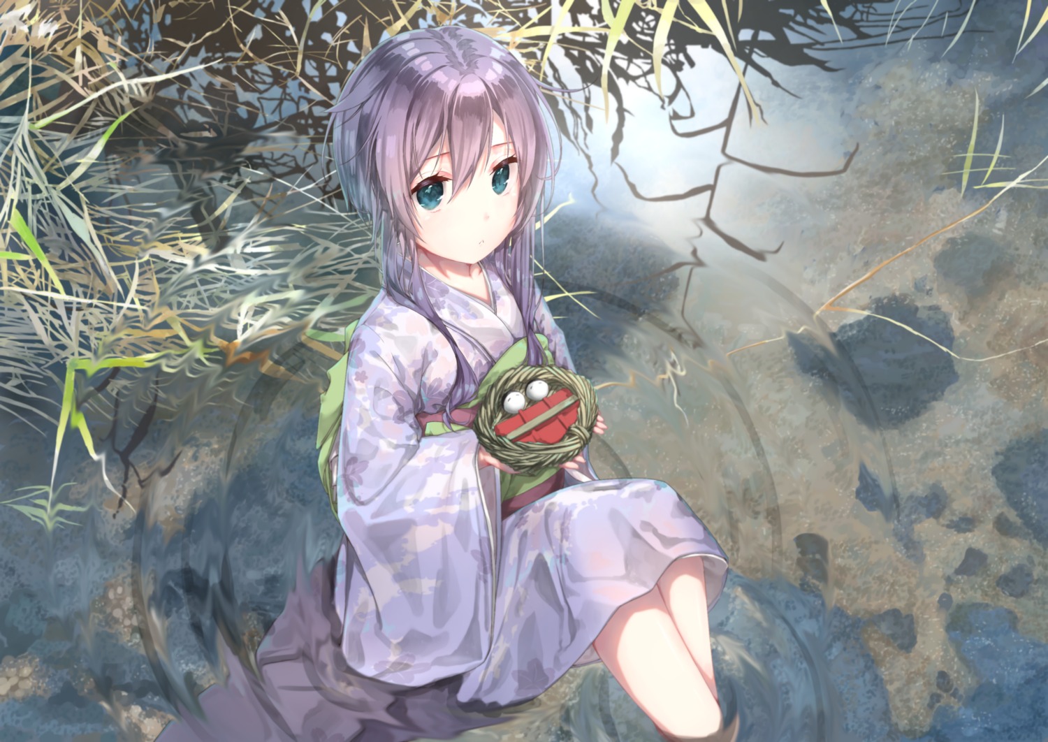 daitai_sotogawa_(futomomo), kantai_collection, kimono, wet, yayoi_(kancolle)