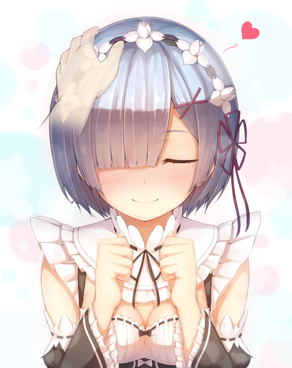 cleavage, maid, munuu, re:zero_kara_hajimeru_isekai_seikatsu, rem_(re_zero)