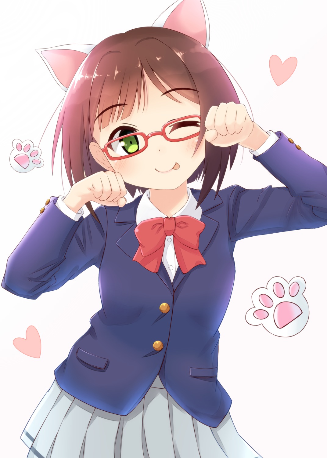 animal_ears, maekawa_miku, megane, negishio, nekomimi, seifuku, the_idolm@ster, the_idolm@ster_cinderella_girls