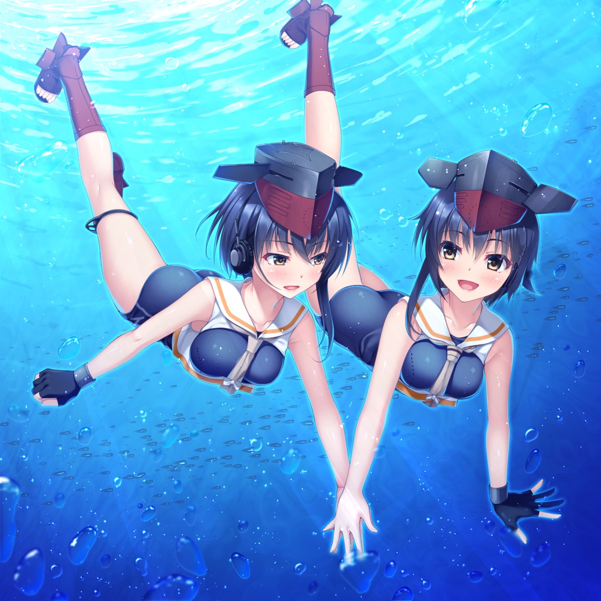 i-13_(kancolle), i-14_(kancolle), imachireki, kantai_collection, school_swimsuit, swimsuits