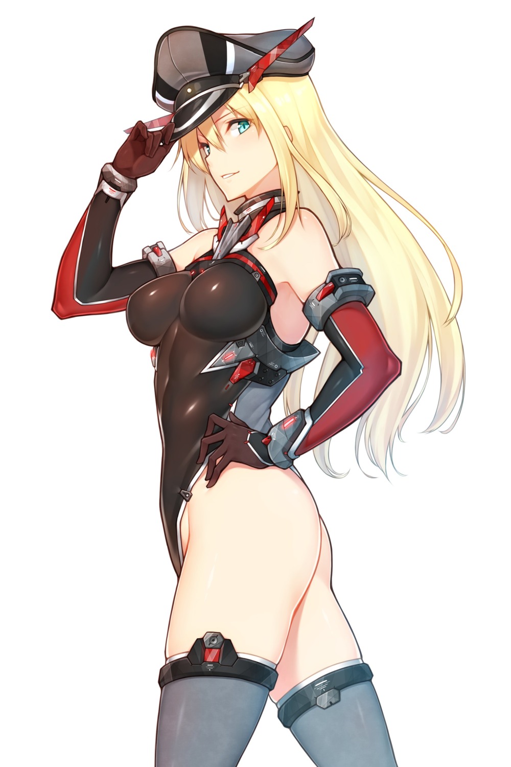 bismarck_(kancolle), kantai_collection, leotard, shirousagi_uyu, thighhighs
