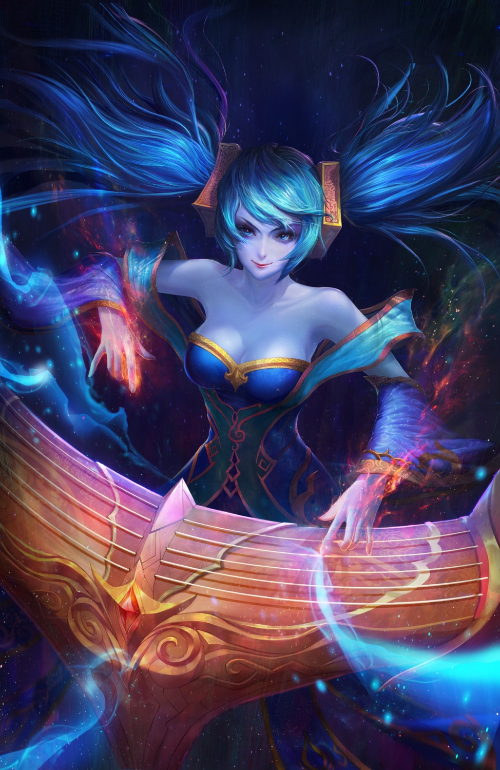 angjooyann, cleavage, dress, league_of_legends, sona_buvelle