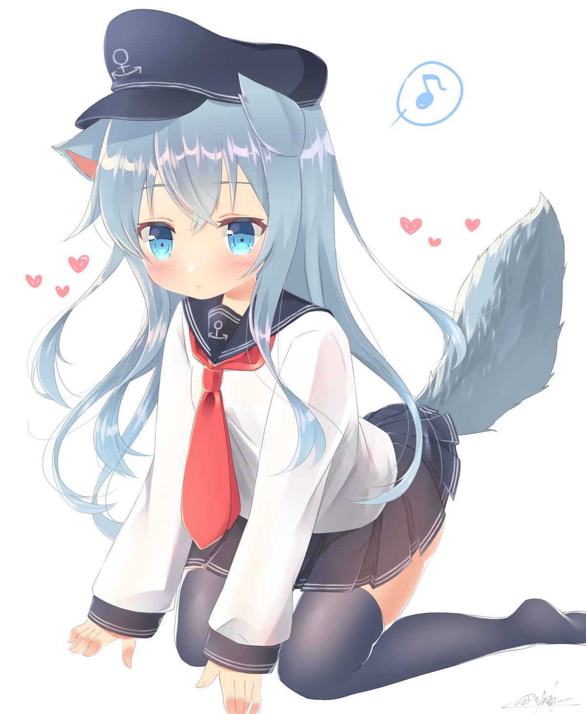 animal_ears, hibiki_(kancolle), kantai_collection, seifuku, tail, thighhighs, yuu_zaki