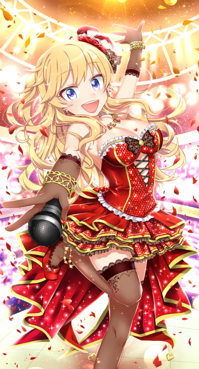 cleavage, dress, ootsuki_yui, the_idolm@ster, the_idolm@ster_cinderella_girls, thighhighs, yukko