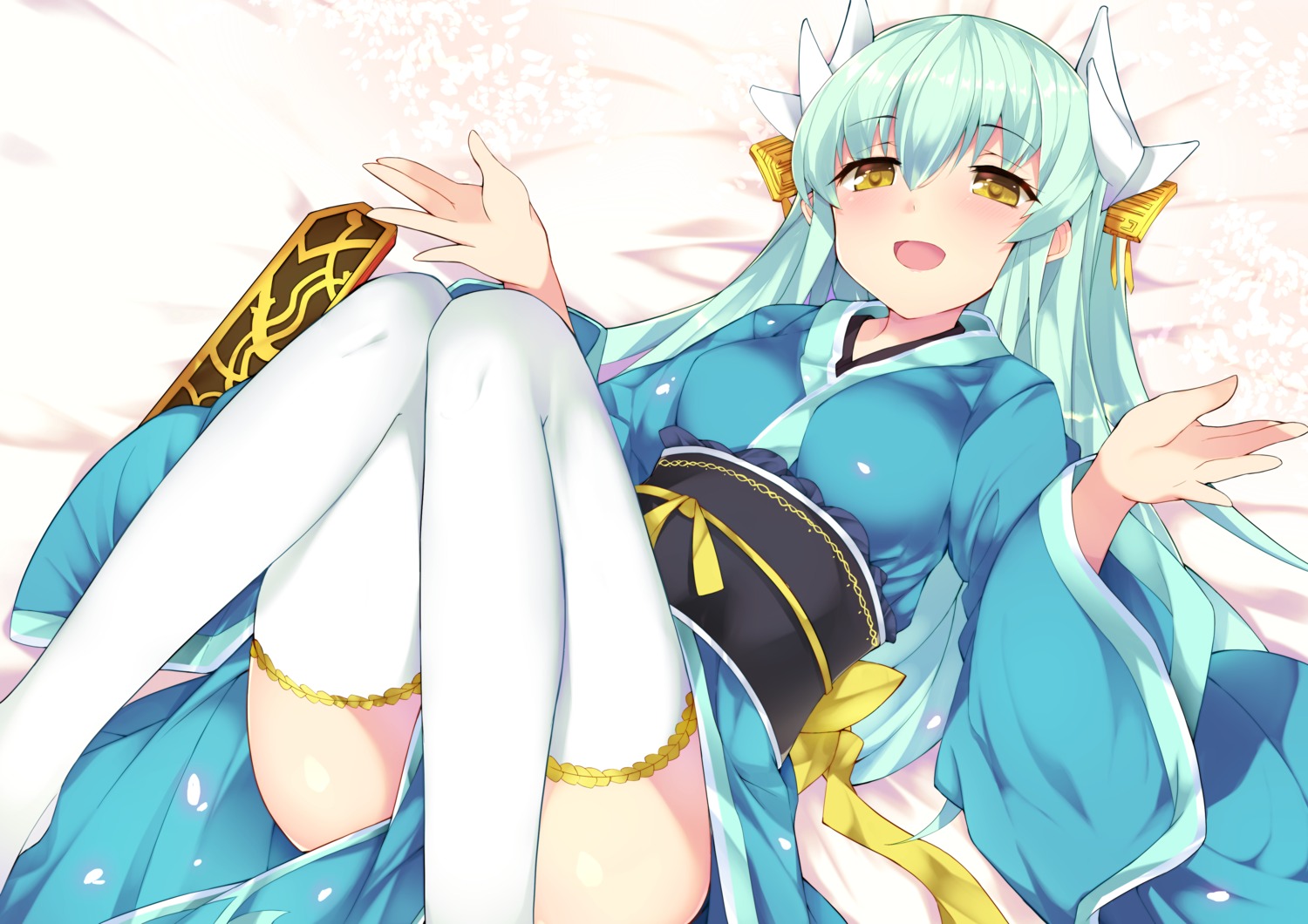 fate/grand_order, haruyuki, japanese_clothes, kiyohime_(fate), thighhighs