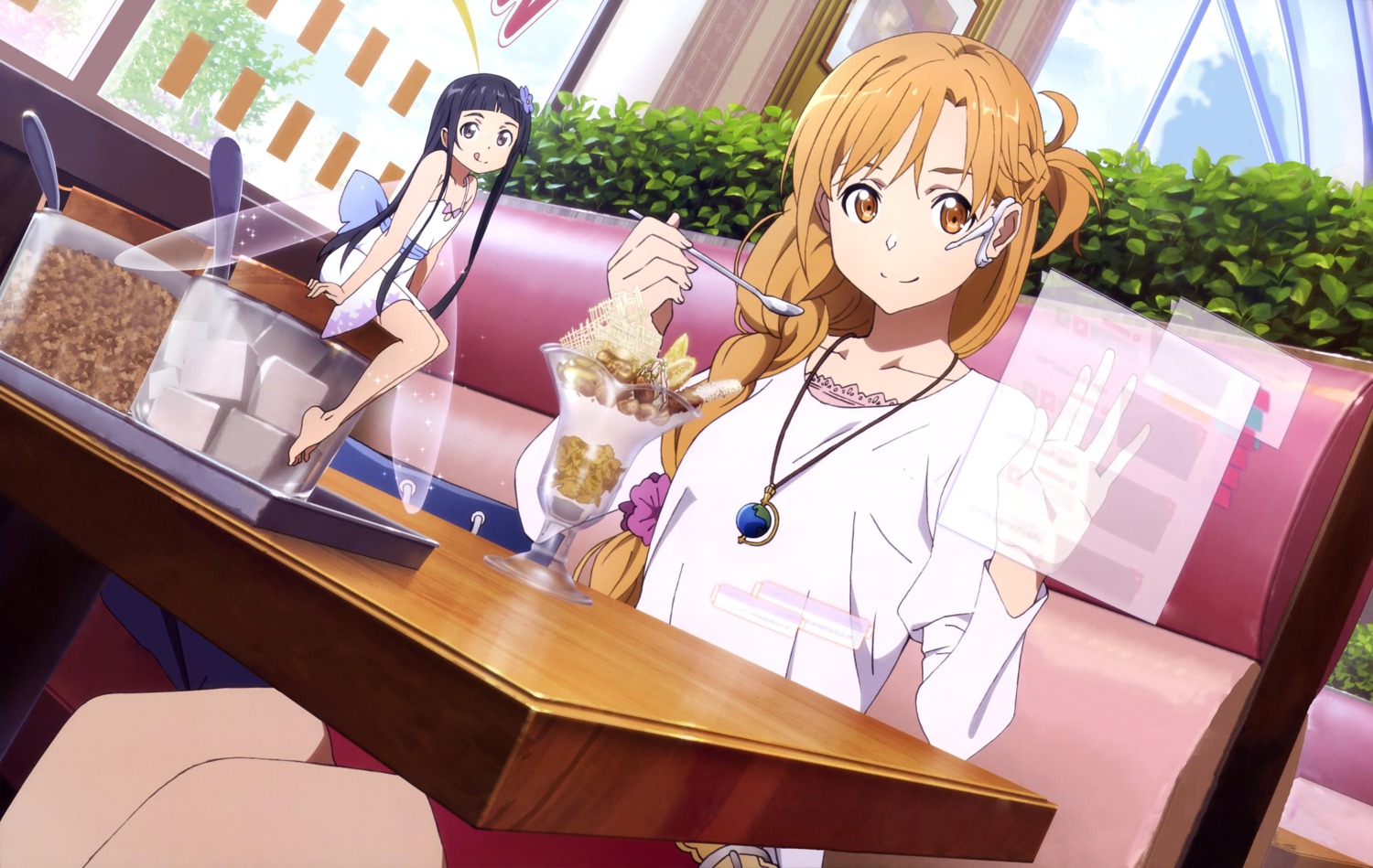 asuna_(sword_art_online), detexted, dress, maeda_yoshihiro, sword_art_online, wings, yui_(sword_art_online)
